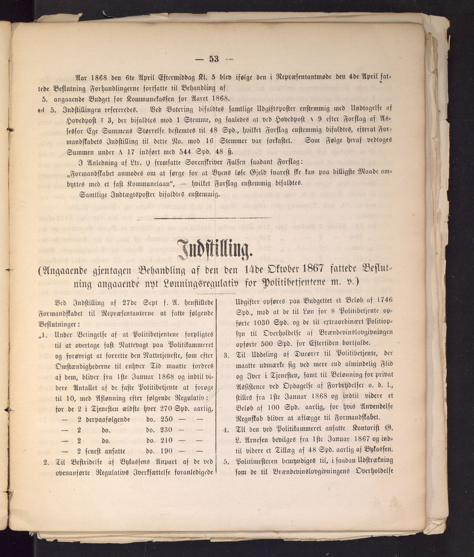 Bergen kommune. Formannskapet, BBA/A-0003/Ad/L0023: Bergens Kommuneforhandlinger, 1868