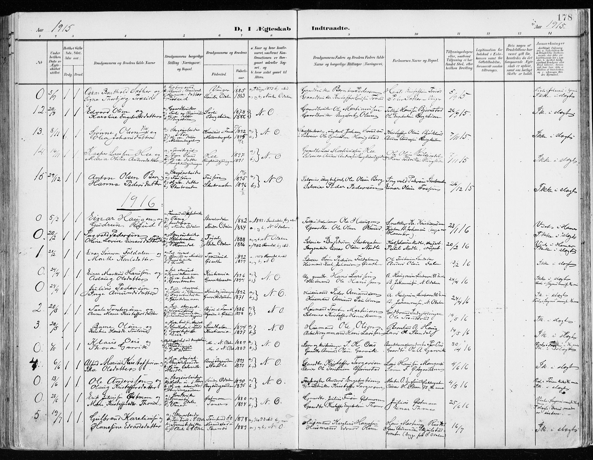 Nord-Odal prestekontor, SAH/PREST-032/H/Ha/Haa/L0009: Ministerialbok nr. 9, 1902-1926, s. 178