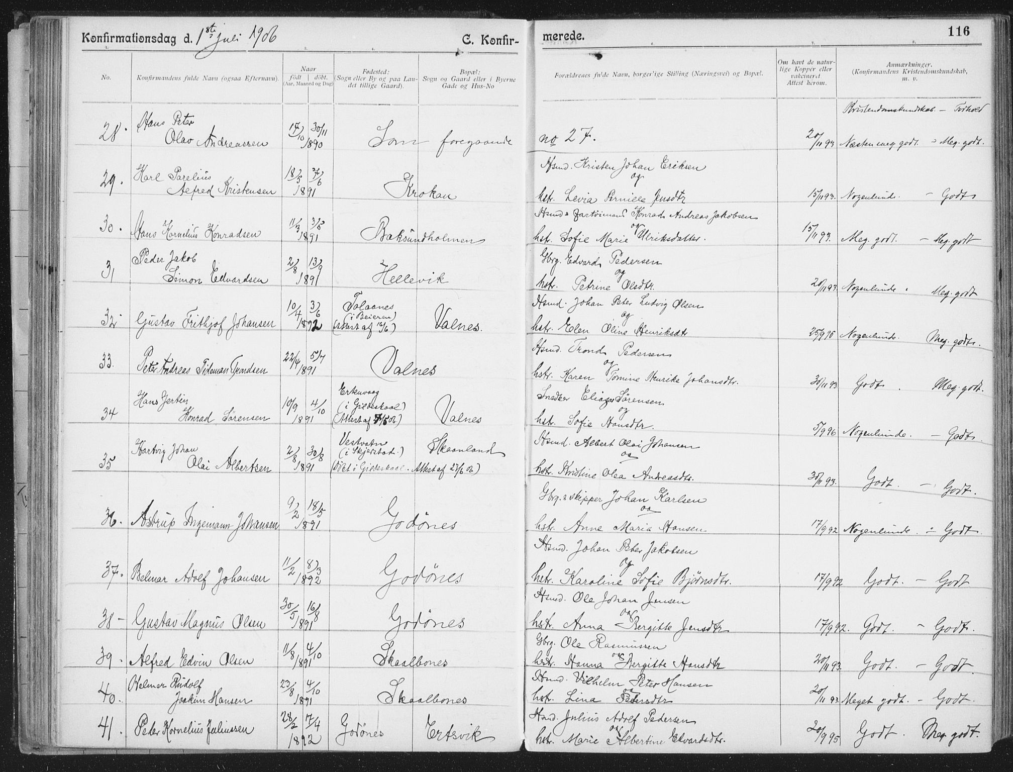 Ministerialprotokoller, klokkerbøker og fødselsregistre - Nordland, AV/SAT-A-1459/804/L0081: Ministerialbok nr. 804A02, 1901-1915, s. 116