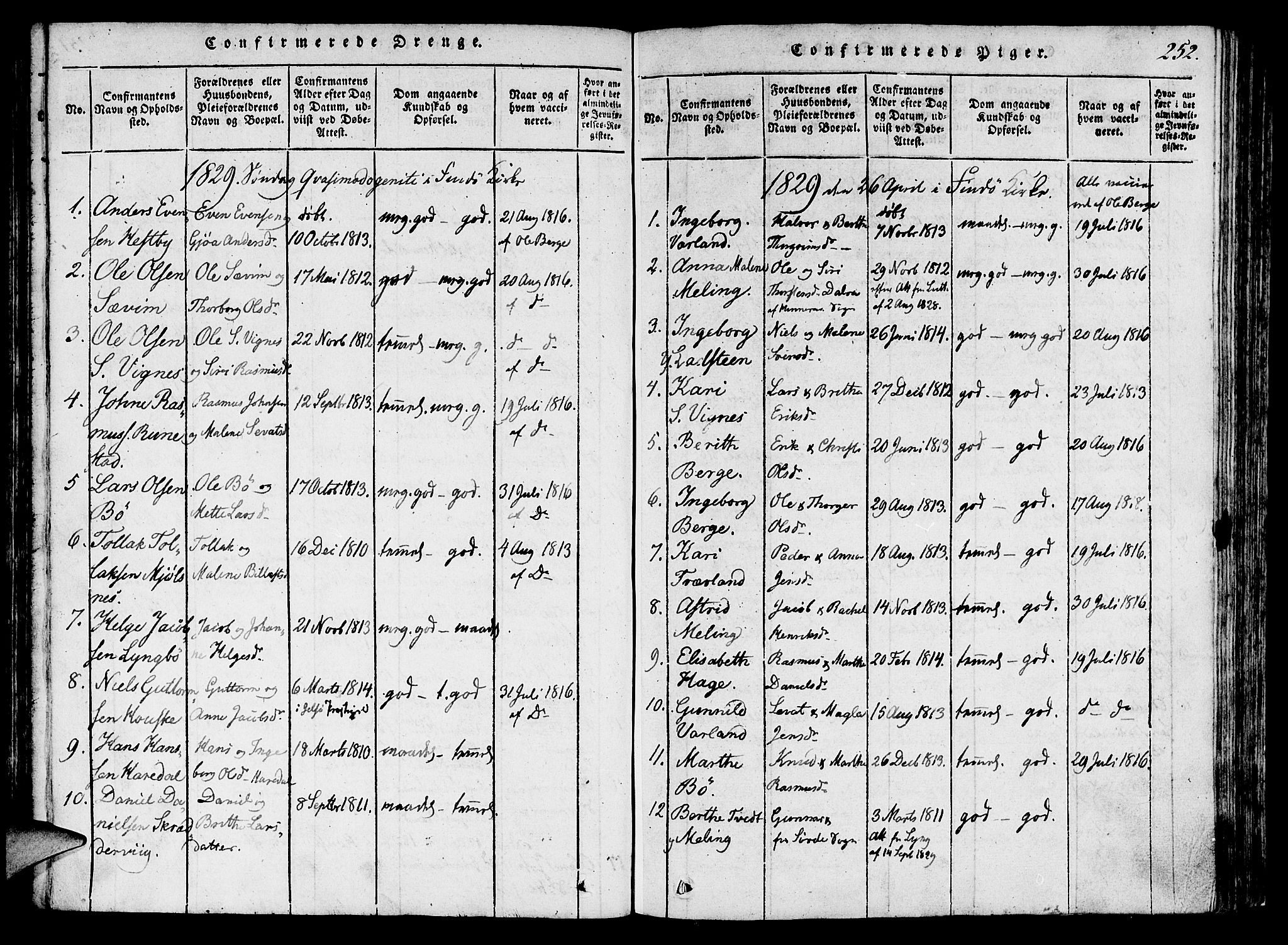 Finnøy sokneprestkontor, AV/SAST-A-101825/H/Ha/Haa/L0006: Ministerialbok nr. A 6, 1816-1846, s. 252