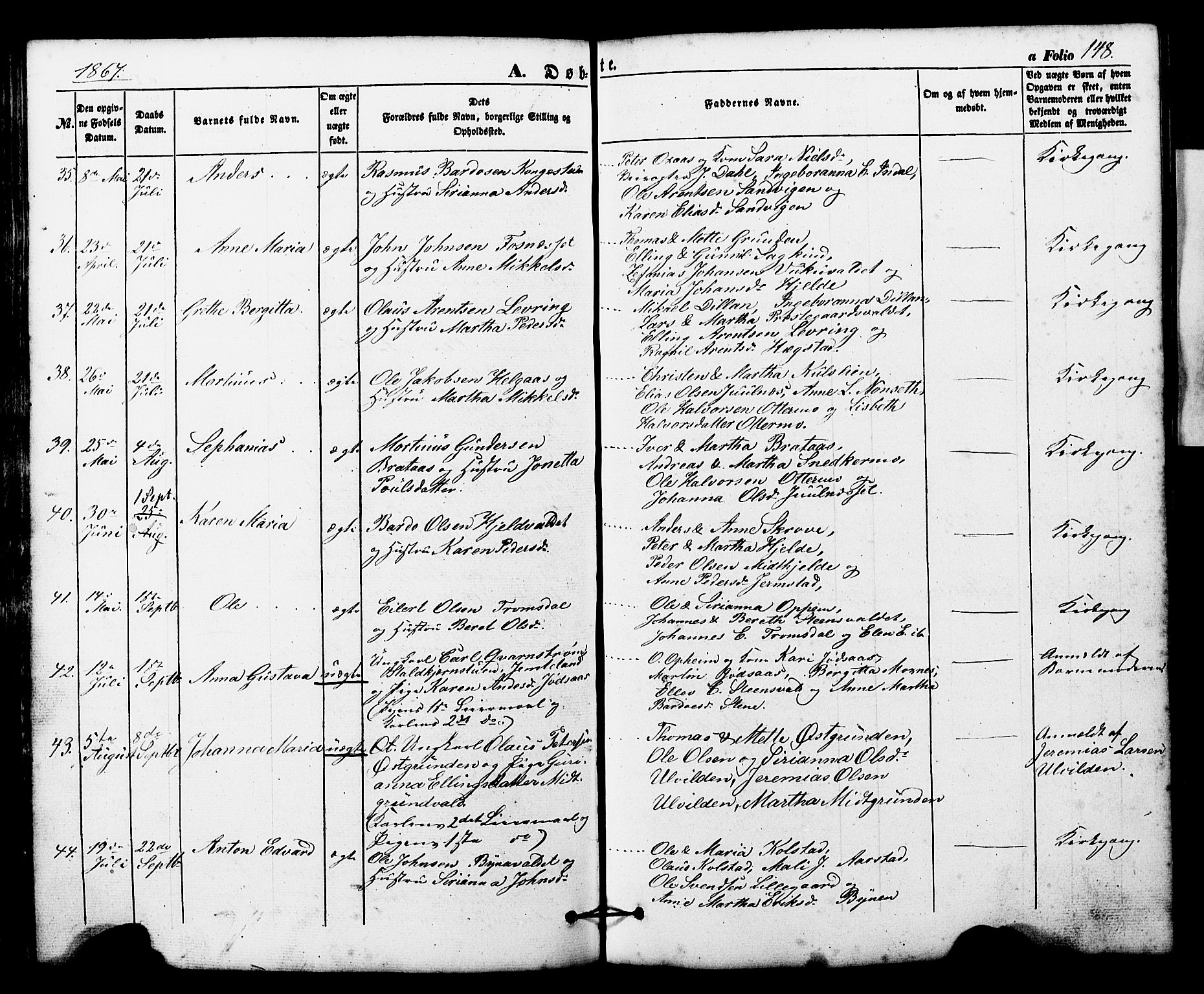 Ministerialprotokoller, klokkerbøker og fødselsregistre - Nord-Trøndelag, AV/SAT-A-1458/724/L0268: Klokkerbok nr. 724C04, 1846-1878, s. 148