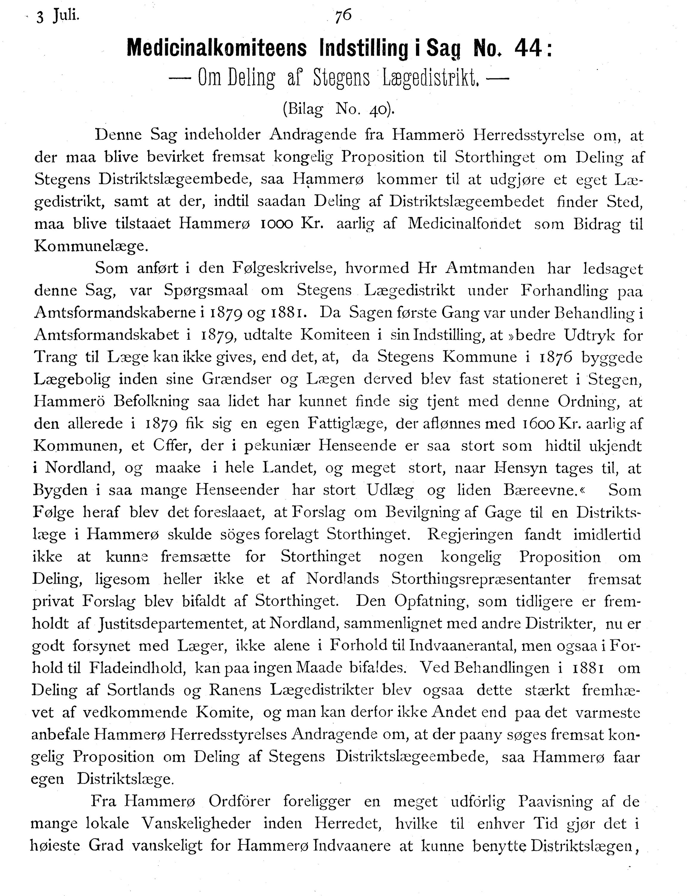 Nordland Fylkeskommune. Fylkestinget, AIN/NFK-17/176/A/Ac/L0014: Fylkestingsforhandlinger 1881-1885, 1881-1885