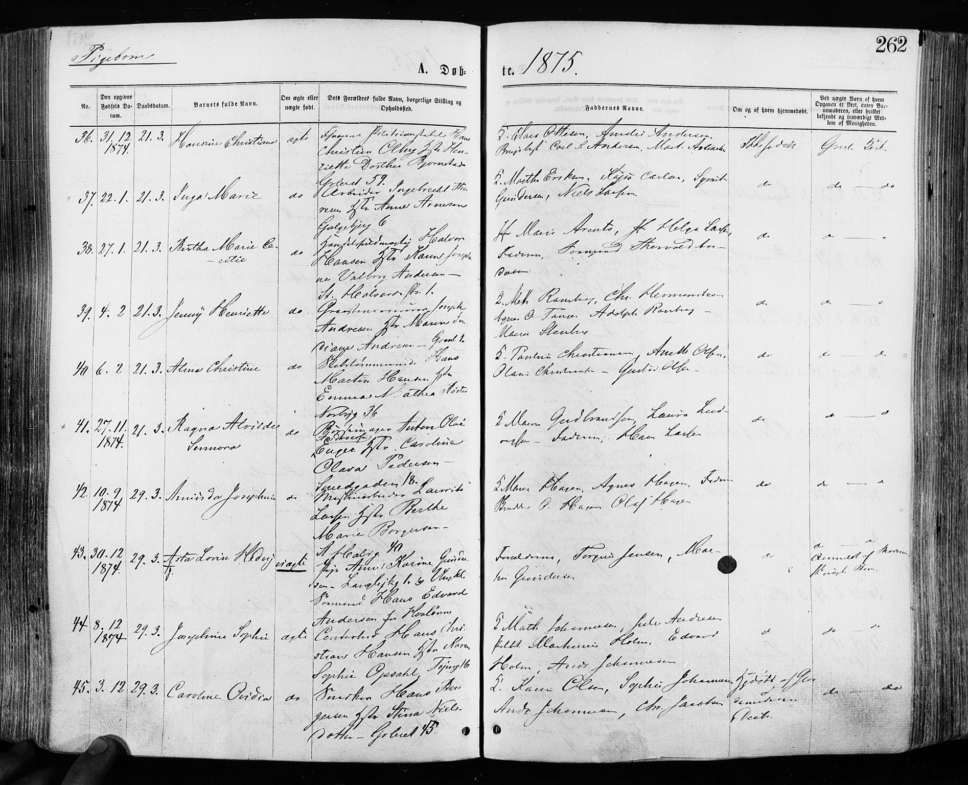 Grønland prestekontor Kirkebøker, SAO/A-10848/F/Fa/L0004: Ministerialbok nr. 4, 1869-1880, s. 262