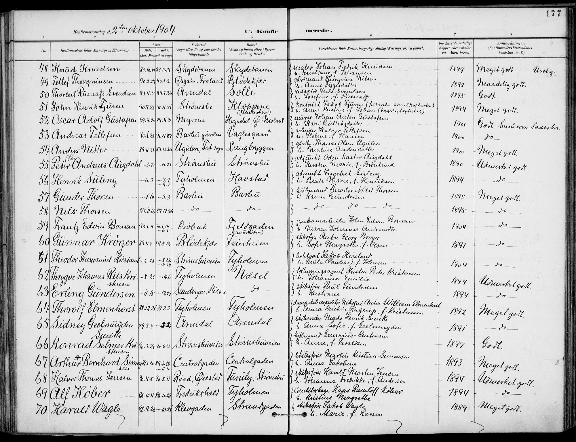 Barbu sokneprestkontor, AV/SAK-1111-0003/F/Fa/L0005: Ministerialbok nr. A 5, 1899-1909, s. 177