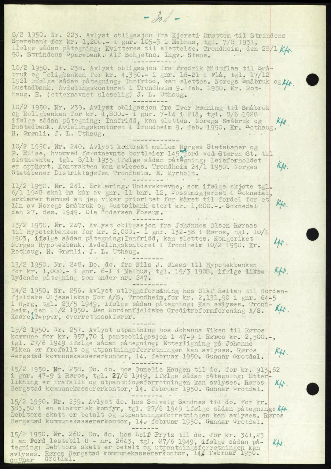 Gauldal sorenskriveri, SAT/A-0014/1/2/2C: Pantebok nr. A9, 1949-1950, Dagboknr: 223/1950
