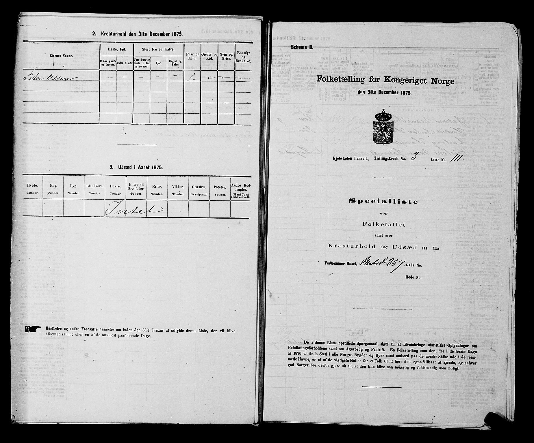 SAKO, Folketelling 1875 for 0707P Larvik prestegjeld, 1875, s. 745