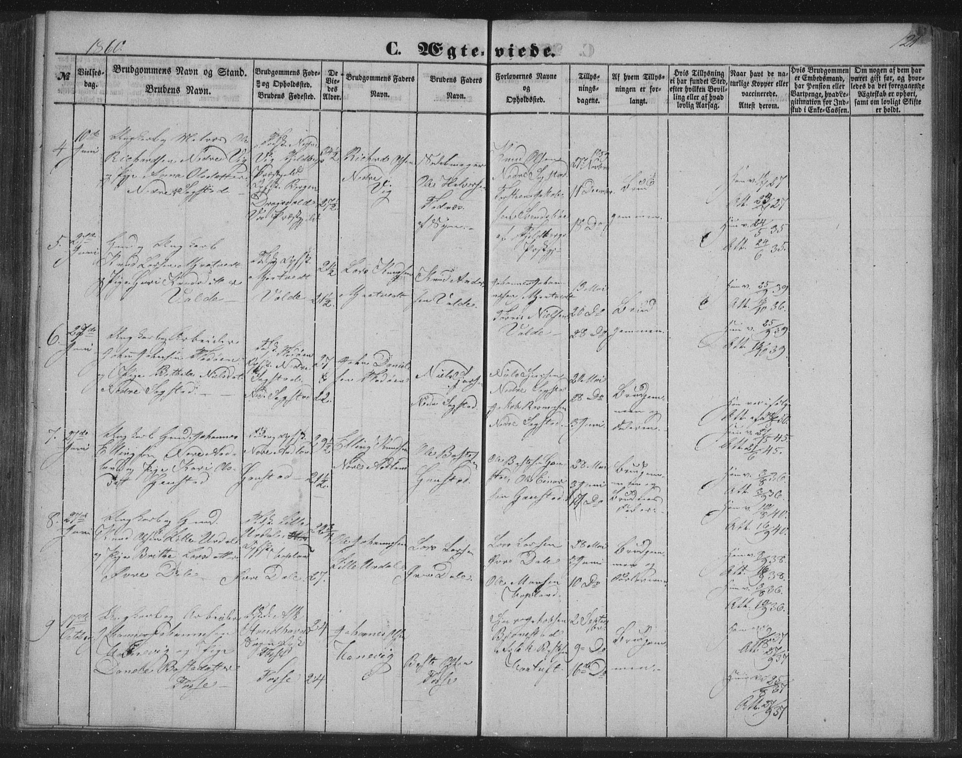 Alversund Sokneprestembete, SAB/A-73901/H/Ha/Hab: Klokkerbok nr. C 1, 1851-1866, s. 121