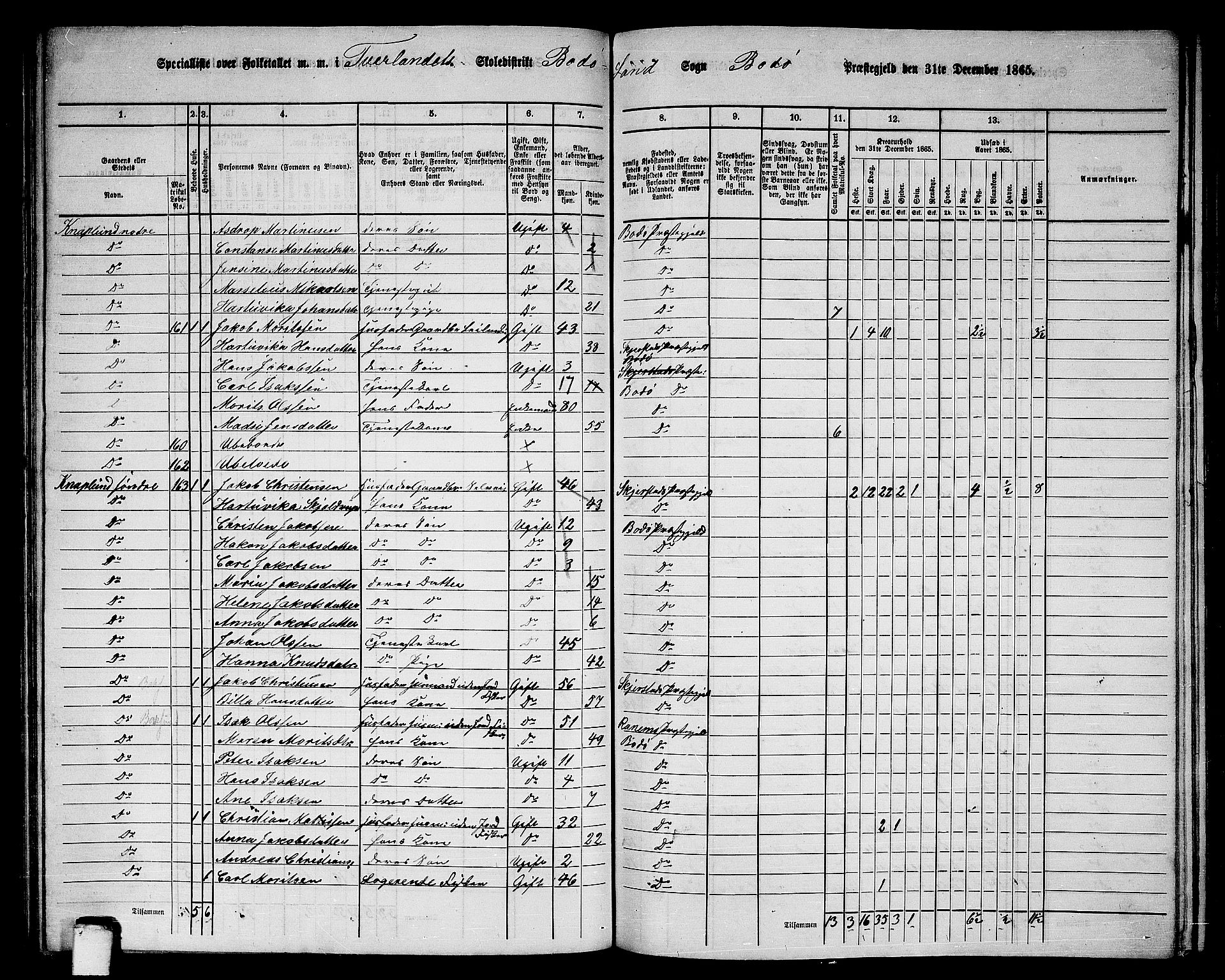 RA, Folketelling 1865 for 1843L Bodø prestegjeld, Bodø landsokn, 1865, s. 90