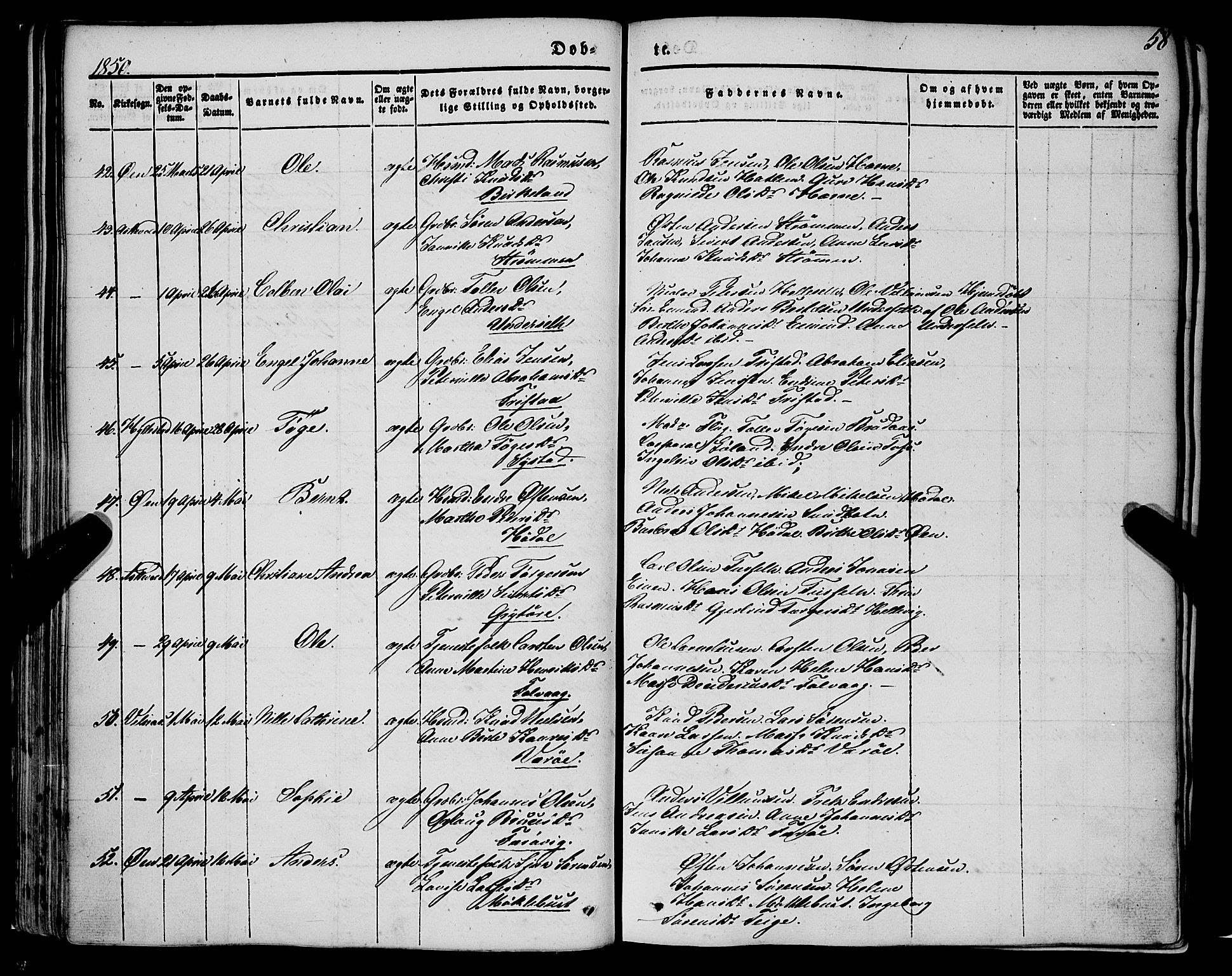 Askvoll sokneprestembete, AV/SAB-A-79501/H/Haa/Haaa/L0011/0001: Ministerialbok nr. A 11 I, 1845-1864, s. 58