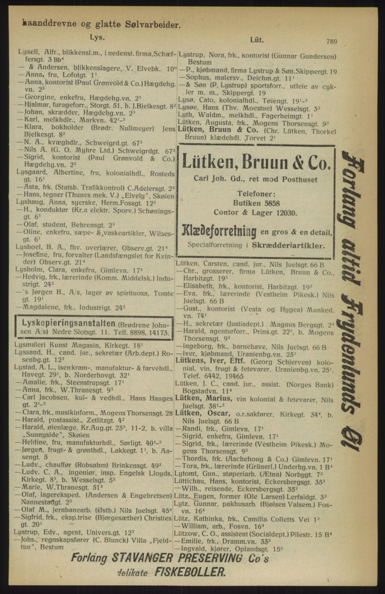 Kristiania/Oslo adressebok, PUBL/-, 1914, s. 789