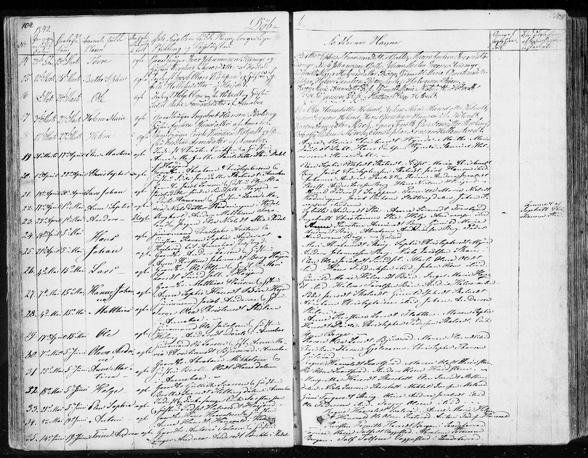Andebu kirkebøker, AV/SAKO-A-336/F/Fa/L0004: Ministerialbok nr. I 4, 1829-1856, s. 104-105