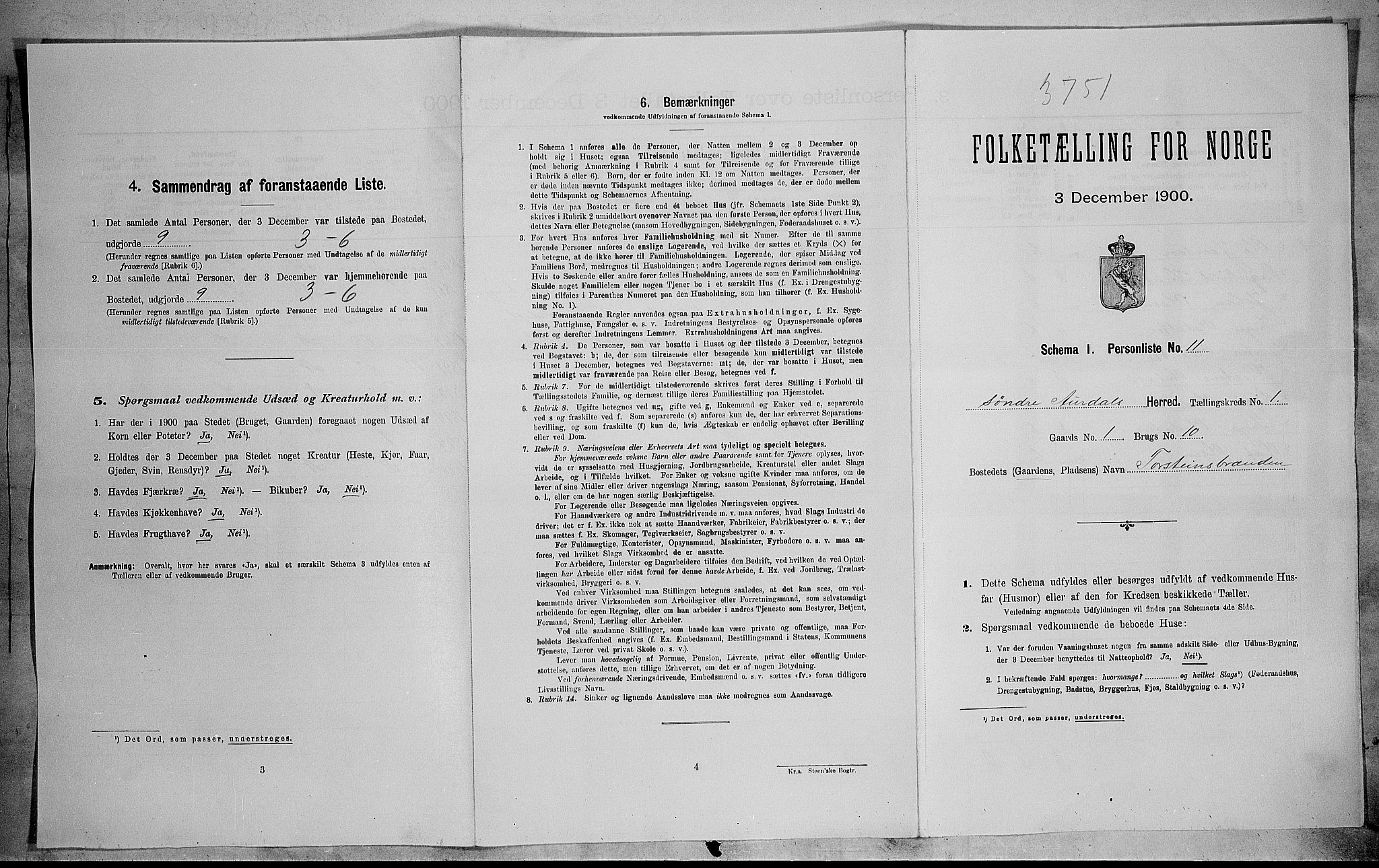 SAH, Folketelling 1900 for 0540 Sør-Aurdal herred, 1900, s. 121