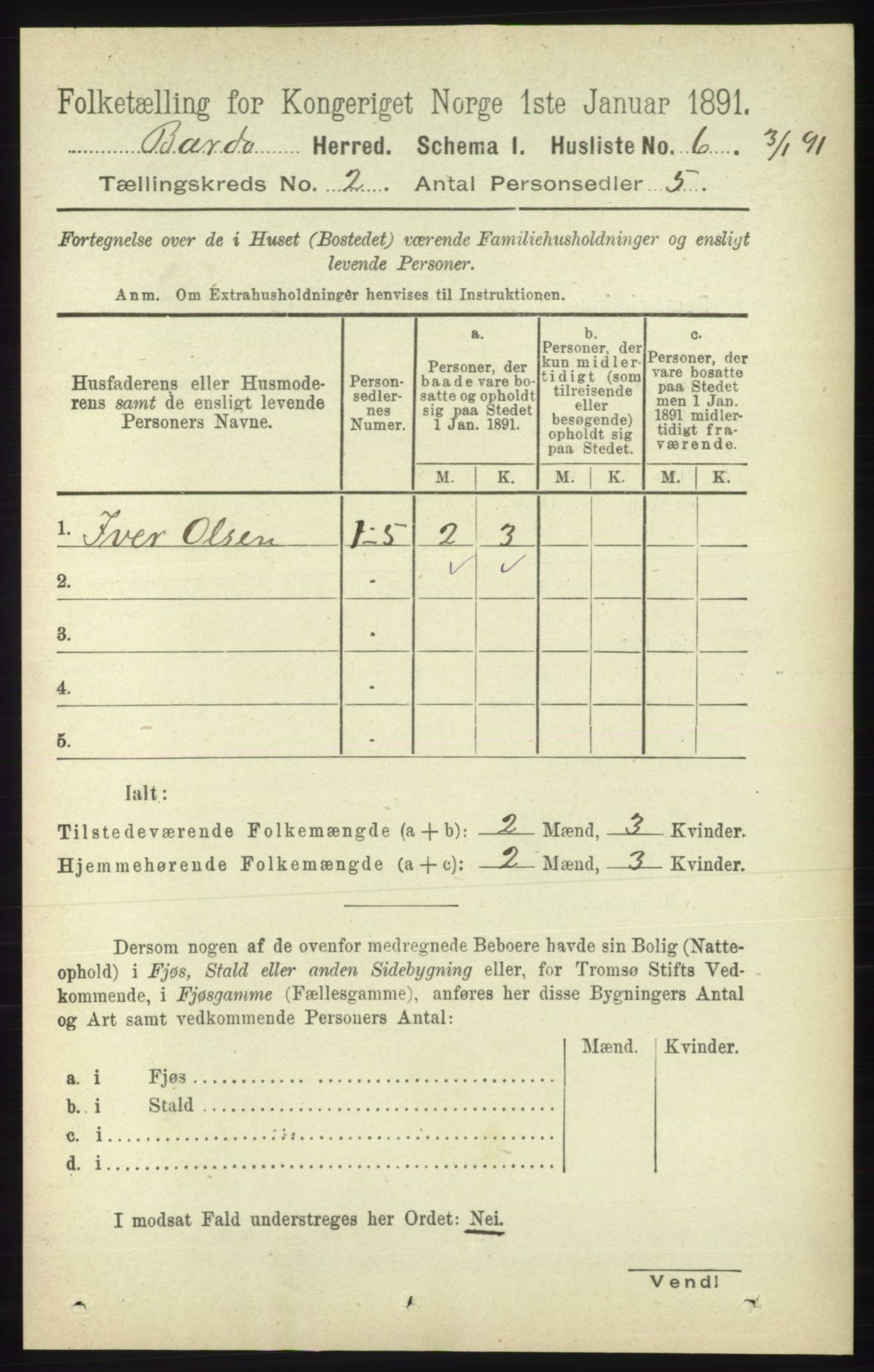 RA, Folketelling 1891 for 1922 Bardu herred, 1891, s. 438