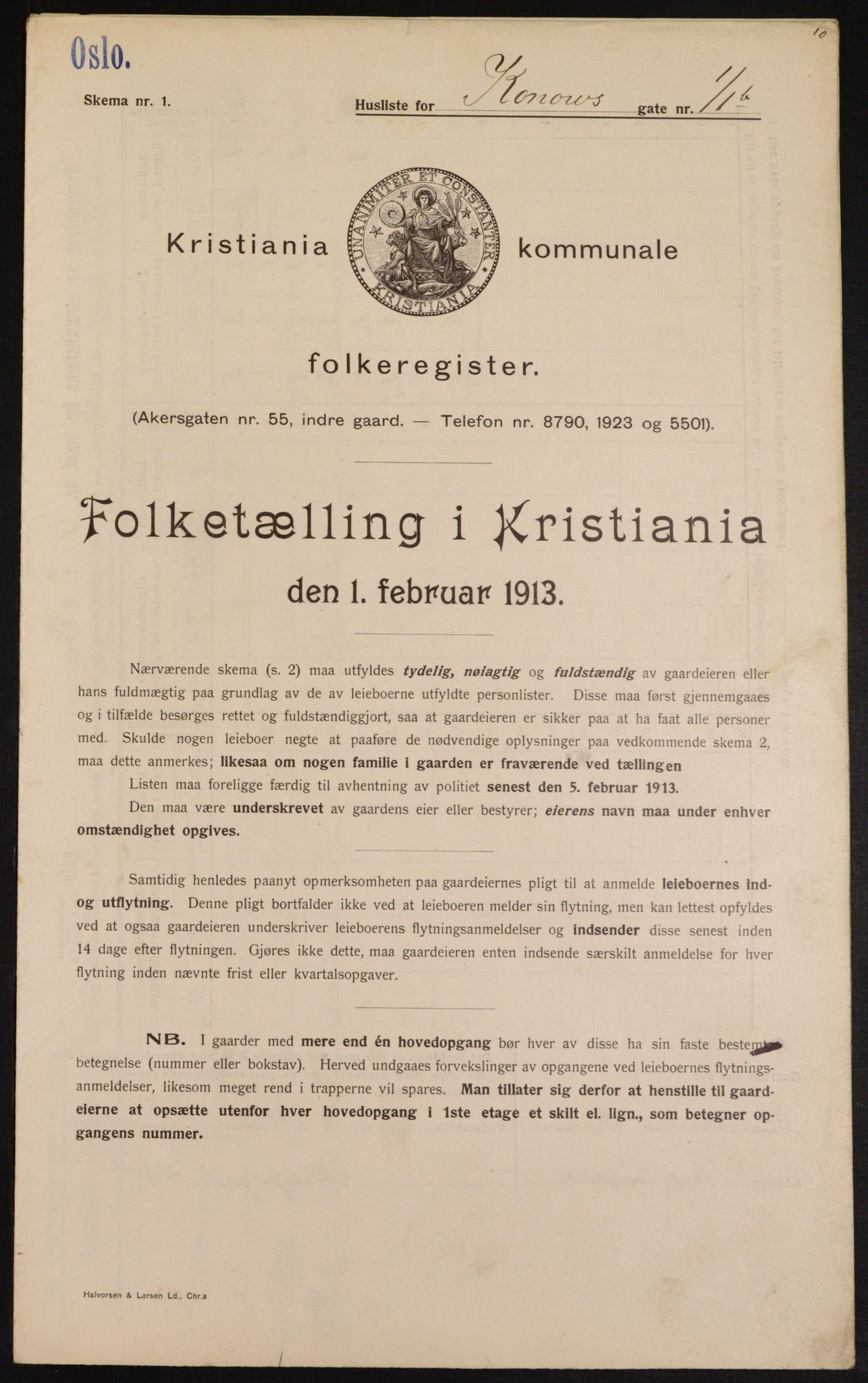 OBA, Kommunal folketelling 1.2.1913 for Kristiania, 1913, s. 52725
