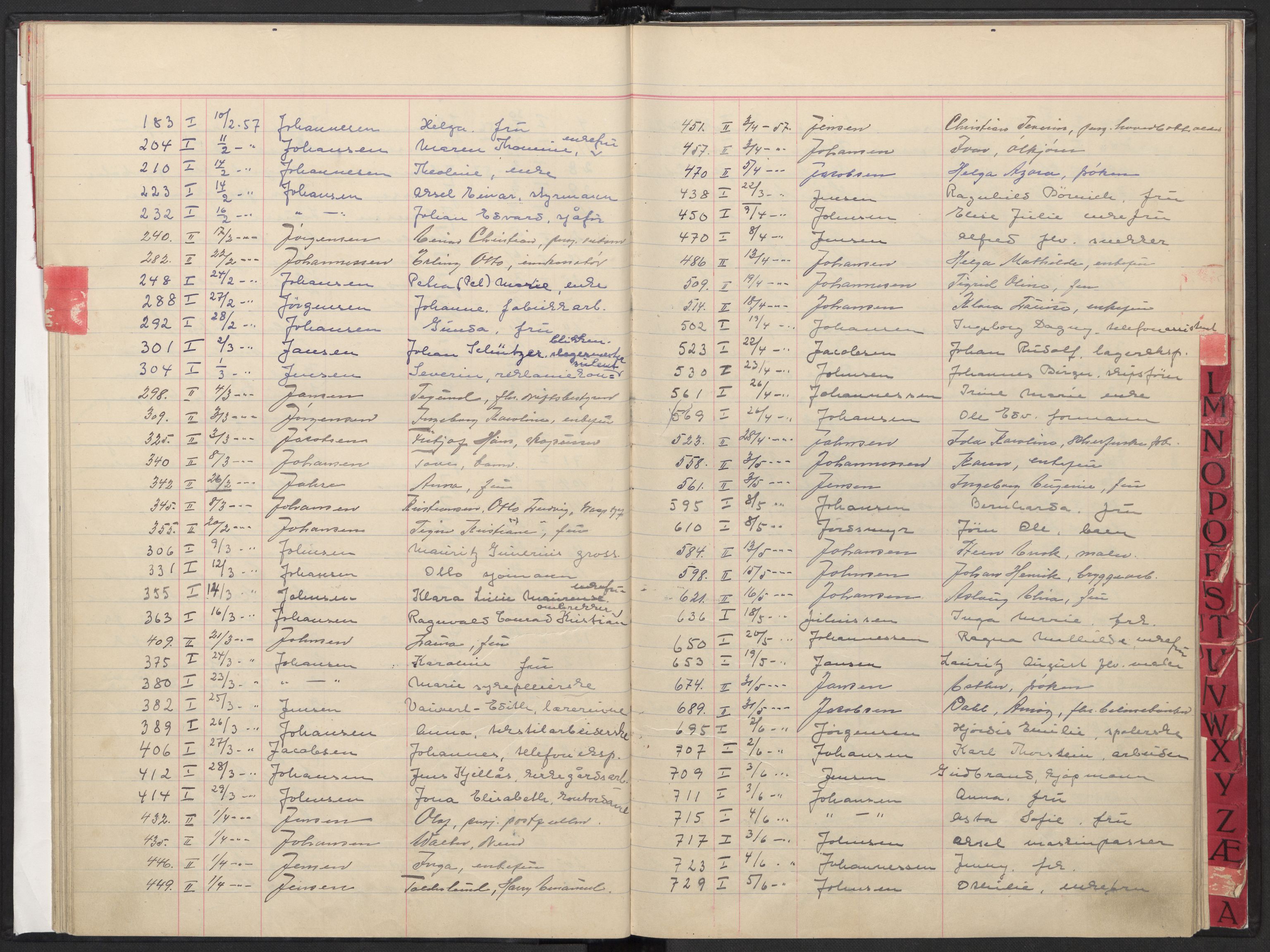 Oslo skifterett, AV/SAO-A-10383/F/Fa/Faa/L0057: Register til dødsfallsprotokollene, 1957