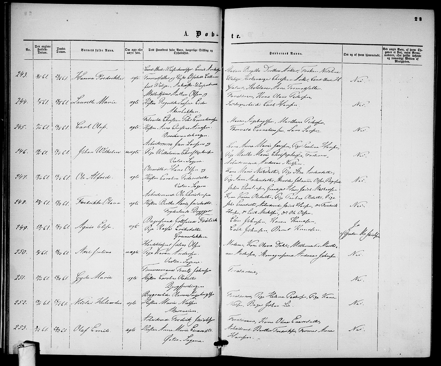 Gamle Aker prestekontor Kirkebøker, SAO/A-10617a/G/L0001: Klokkerbok nr. 1, 1861-1868, s. 23