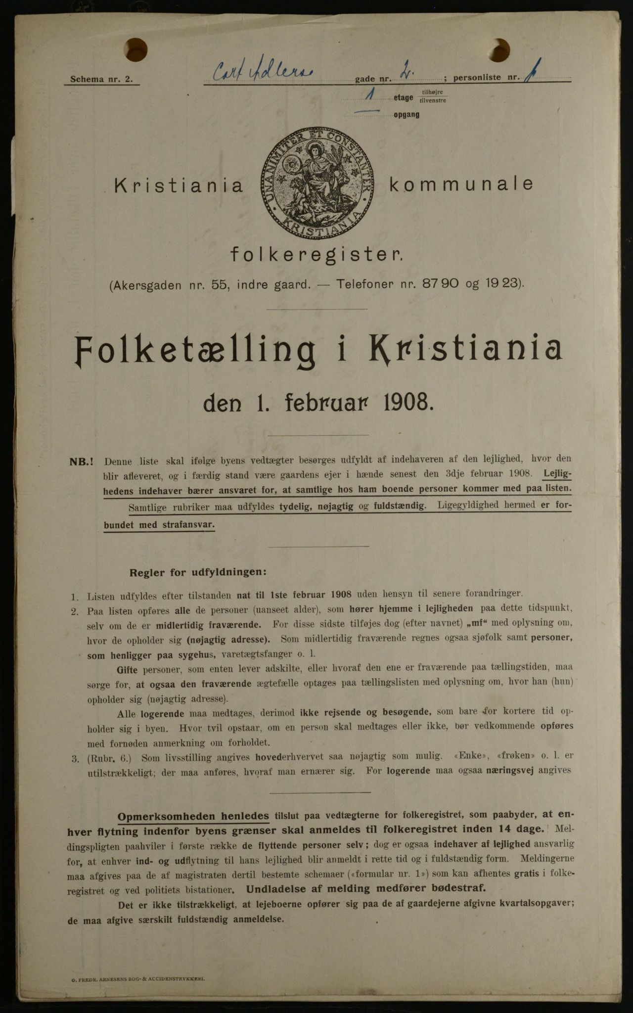 OBA, Kommunal folketelling 1.2.1908 for Kristiania kjøpstad, 1908, s. 12734