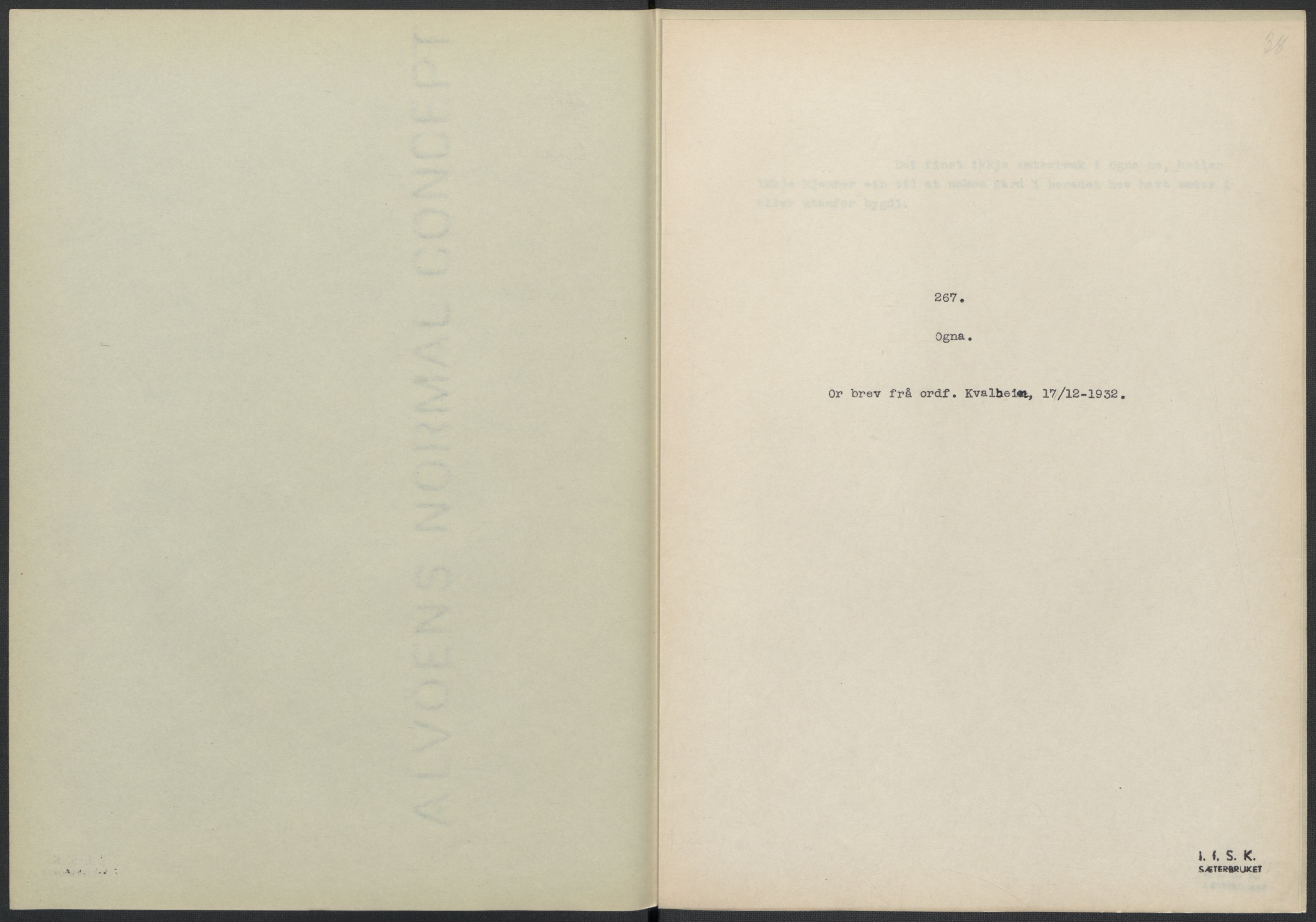 Instituttet for sammenlignende kulturforskning, AV/RA-PA-0424/F/Fc/L0009/0001: Eske B9: / Rogaland (perm XXII), 1932-1935, s. 38