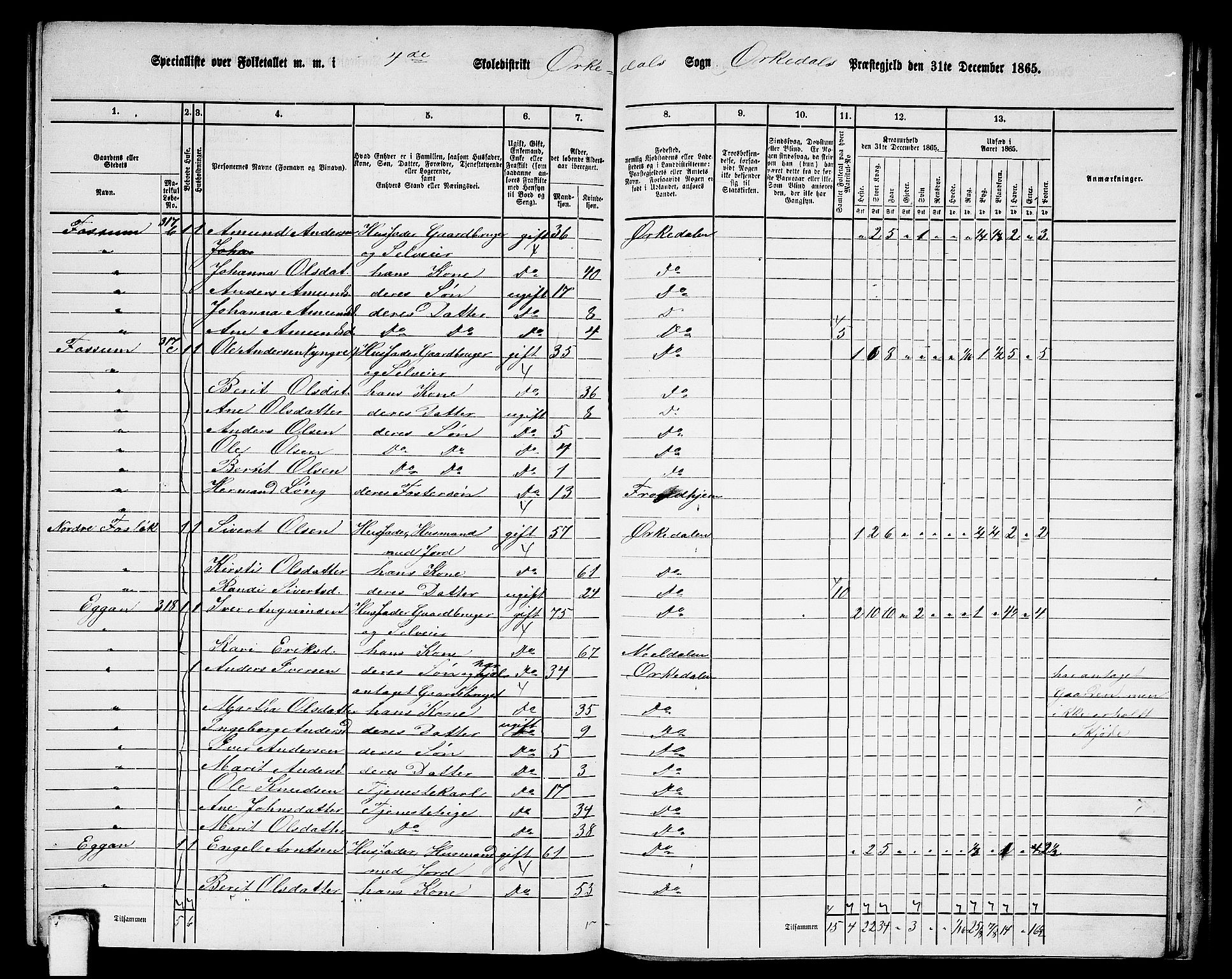 RA, Folketelling 1865 for 1638P Orkdal prestegjeld, 1865, s. 236