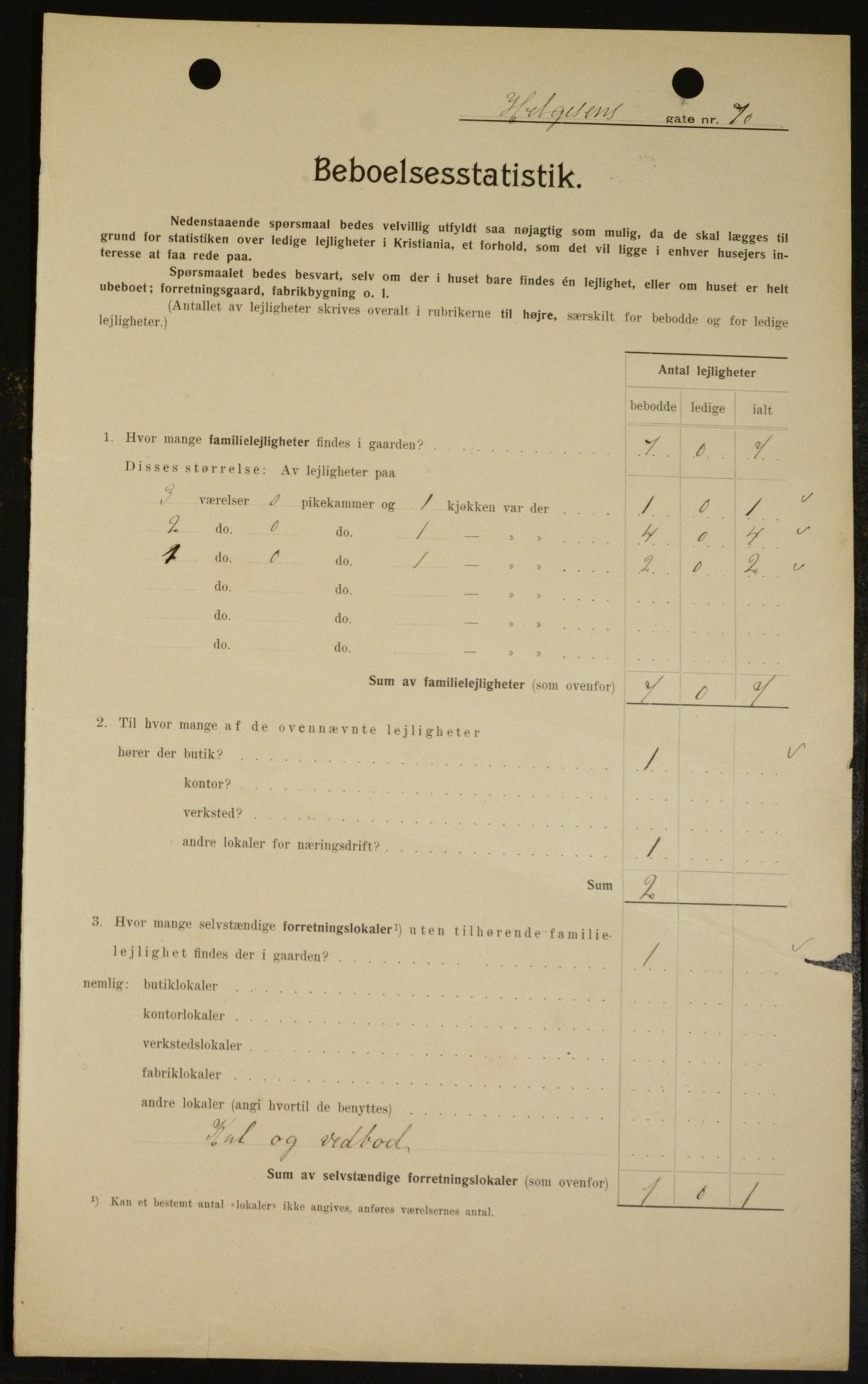 OBA, Kommunal folketelling 1.2.1909 for Kristiania kjøpstad, 1909, s. 34912