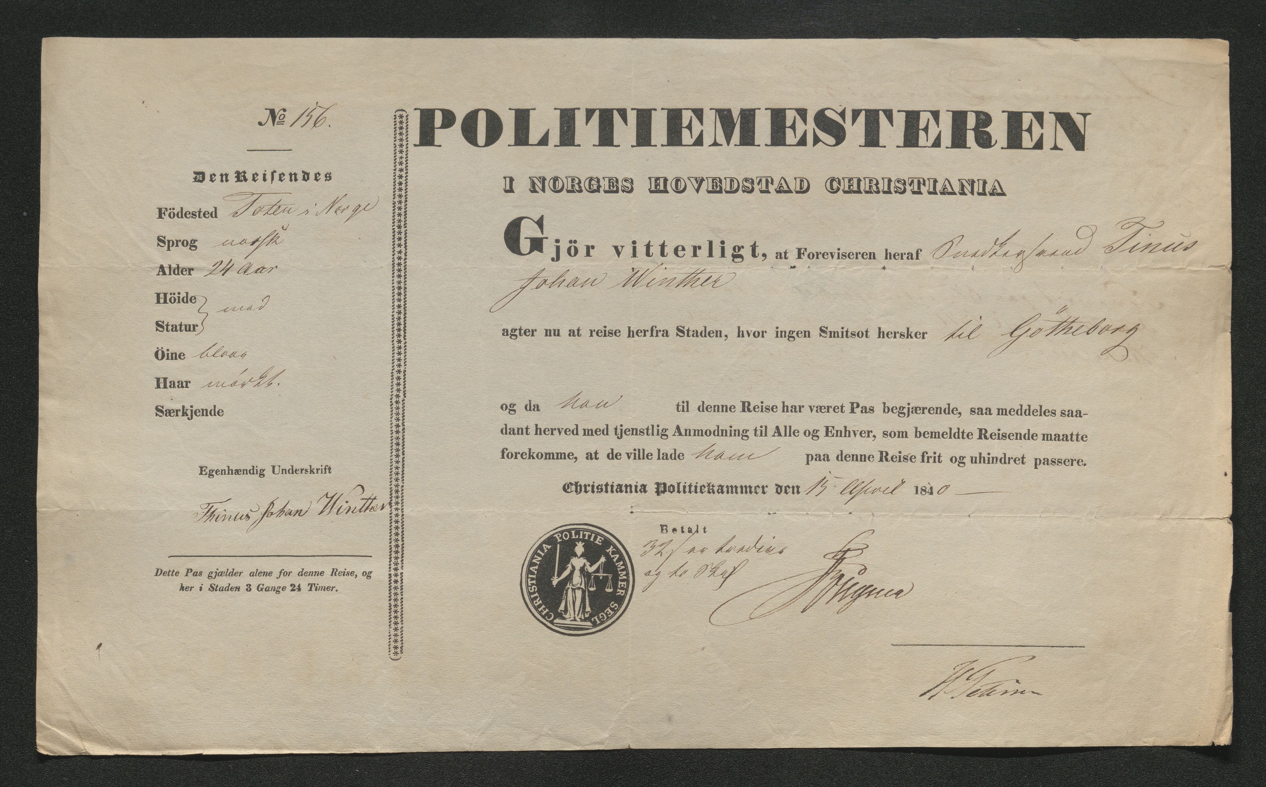 Drammen politikammer, AV/SAKO-A-623/I/Ia/Iab/L0006: Innleverte pass, 1841-1842, s. 138