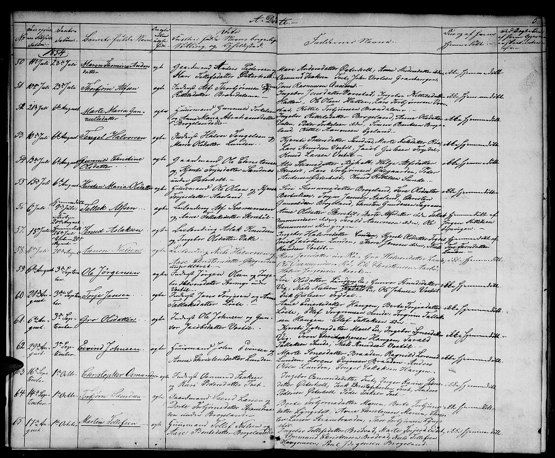 Gjerstad sokneprestkontor, AV/SAK-1111-0014/F/Fb/Fba/L0005: Klokkerbok nr. B 5, 1853-1867, s. 5