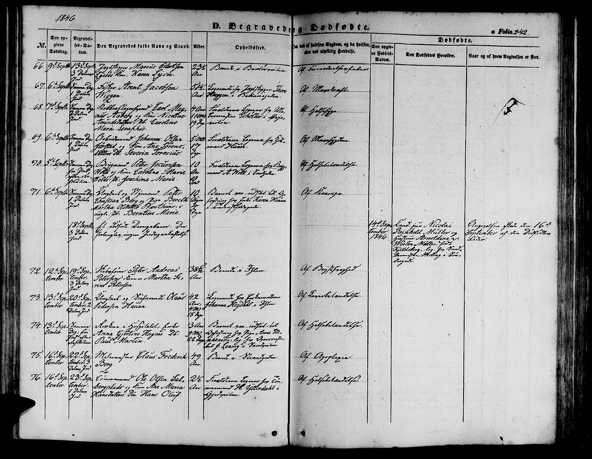 Ministerialprotokoller, klokkerbøker og fødselsregistre - Sør-Trøndelag, AV/SAT-A-1456/602/L0137: Klokkerbok nr. 602C05, 1846-1856, s. 242