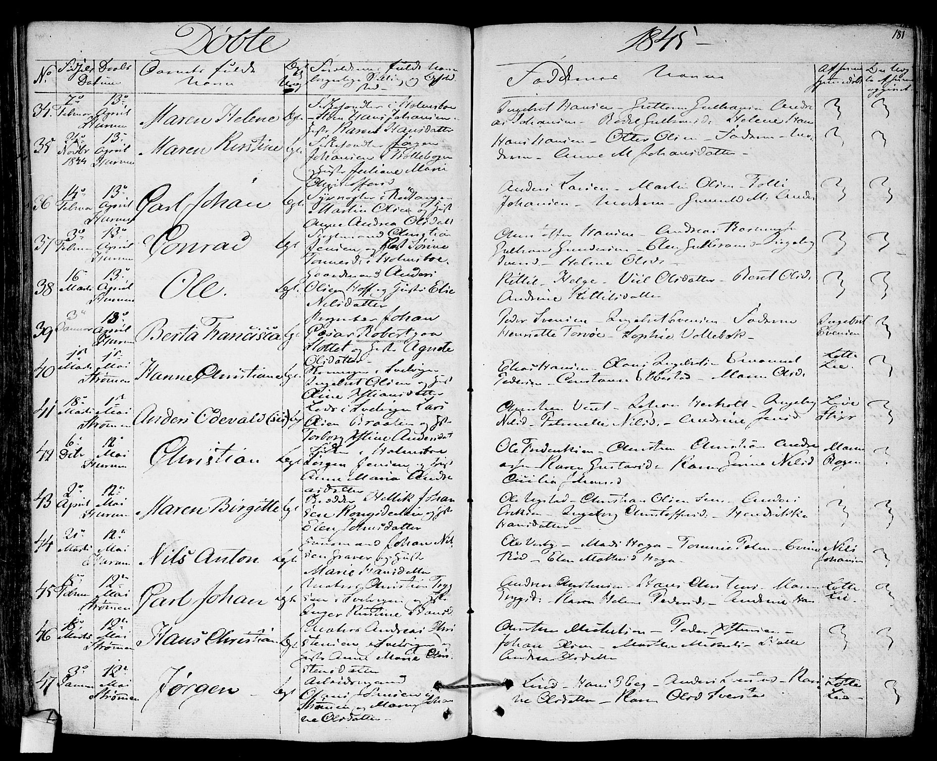 Hurum kirkebøker, AV/SAKO-A-229/F/Fa/L0010: Ministerialbok nr. 10, 1827-1846, s. 181