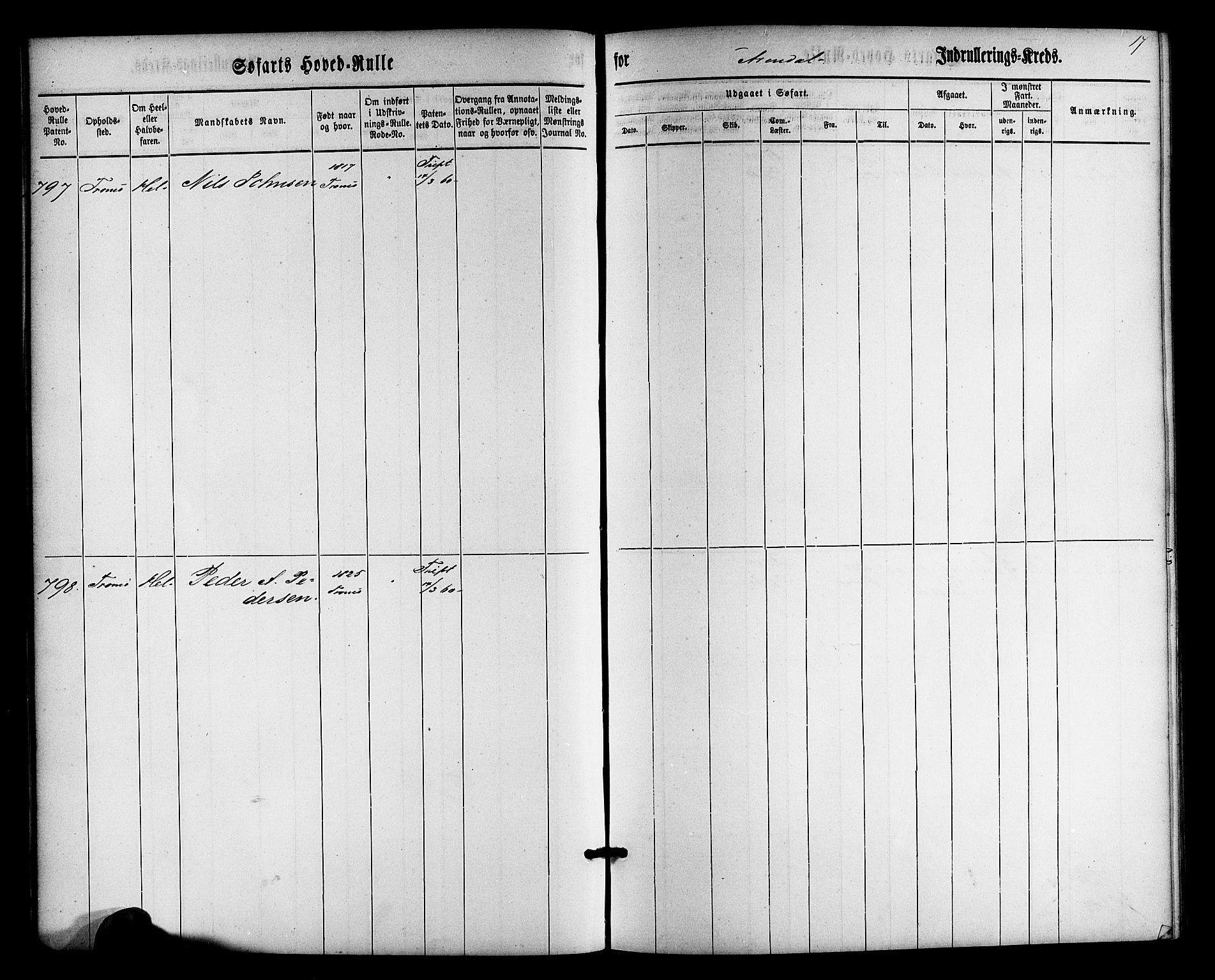 Arendal mønstringskrets, SAK/2031-0012/F/Fb/L0009: Hovedrulle nr 767-1532, S-7, 1857-1864, s. 17