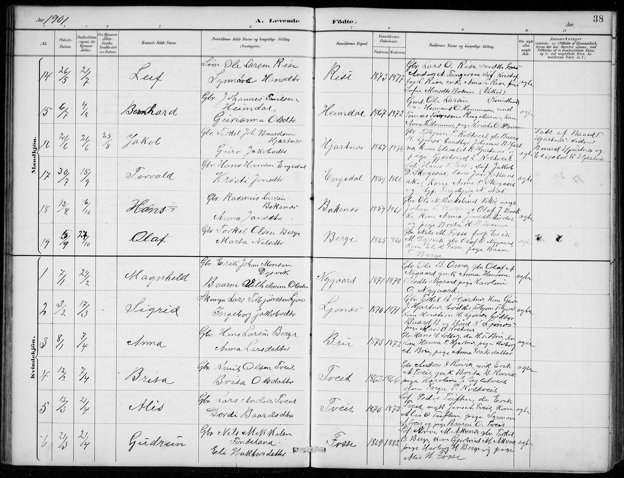 Strandebarm sokneprestembete, AV/SAB-A-78401/H/Hab: Klokkerbok nr. B  1, 1891-1914, s. 38