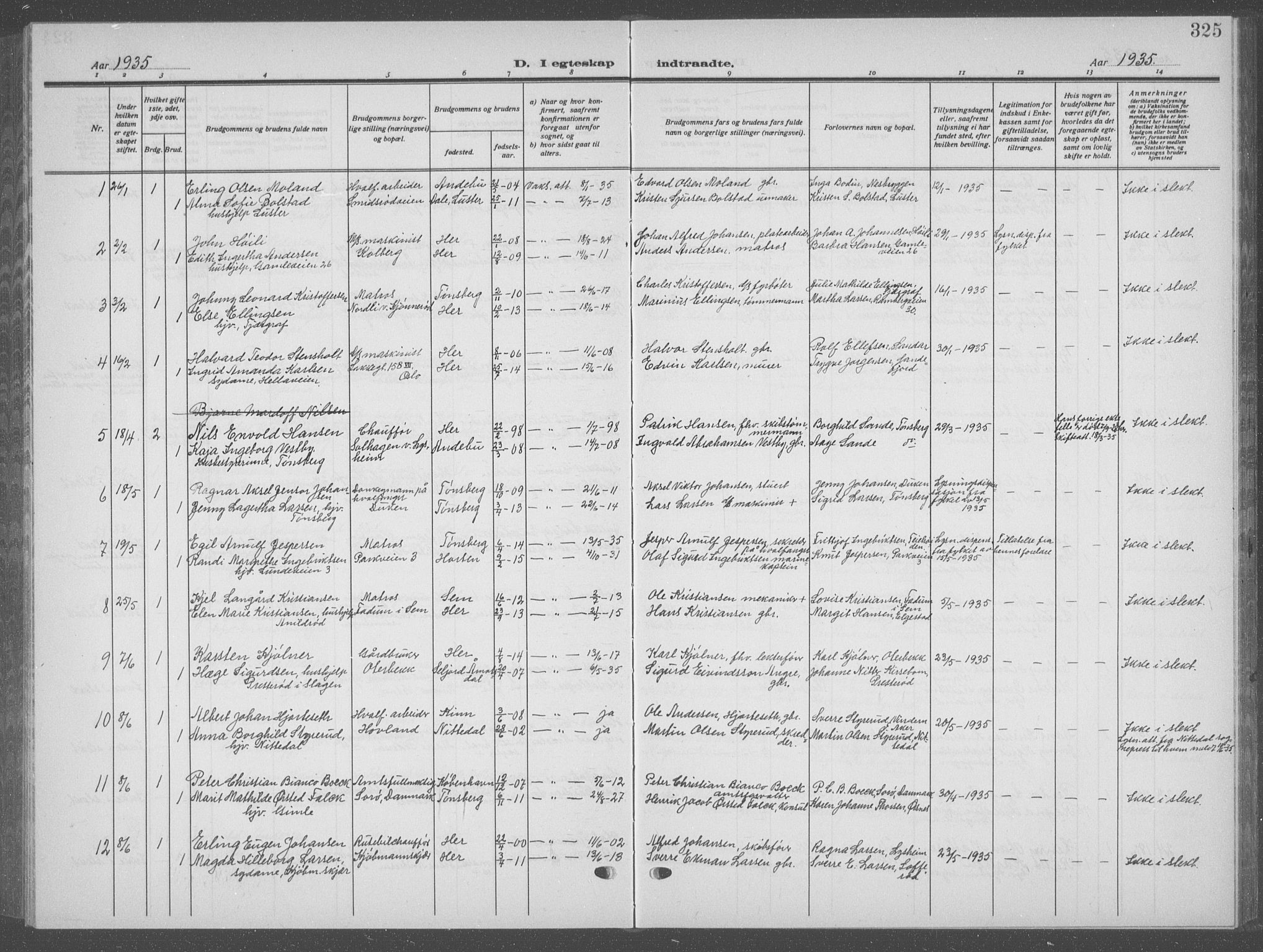 Nøtterøy kirkebøker, AV/SAKO-A-354/G/Ga/L0006: Klokkerbok nr. I 6, 1925-1939, s. 325