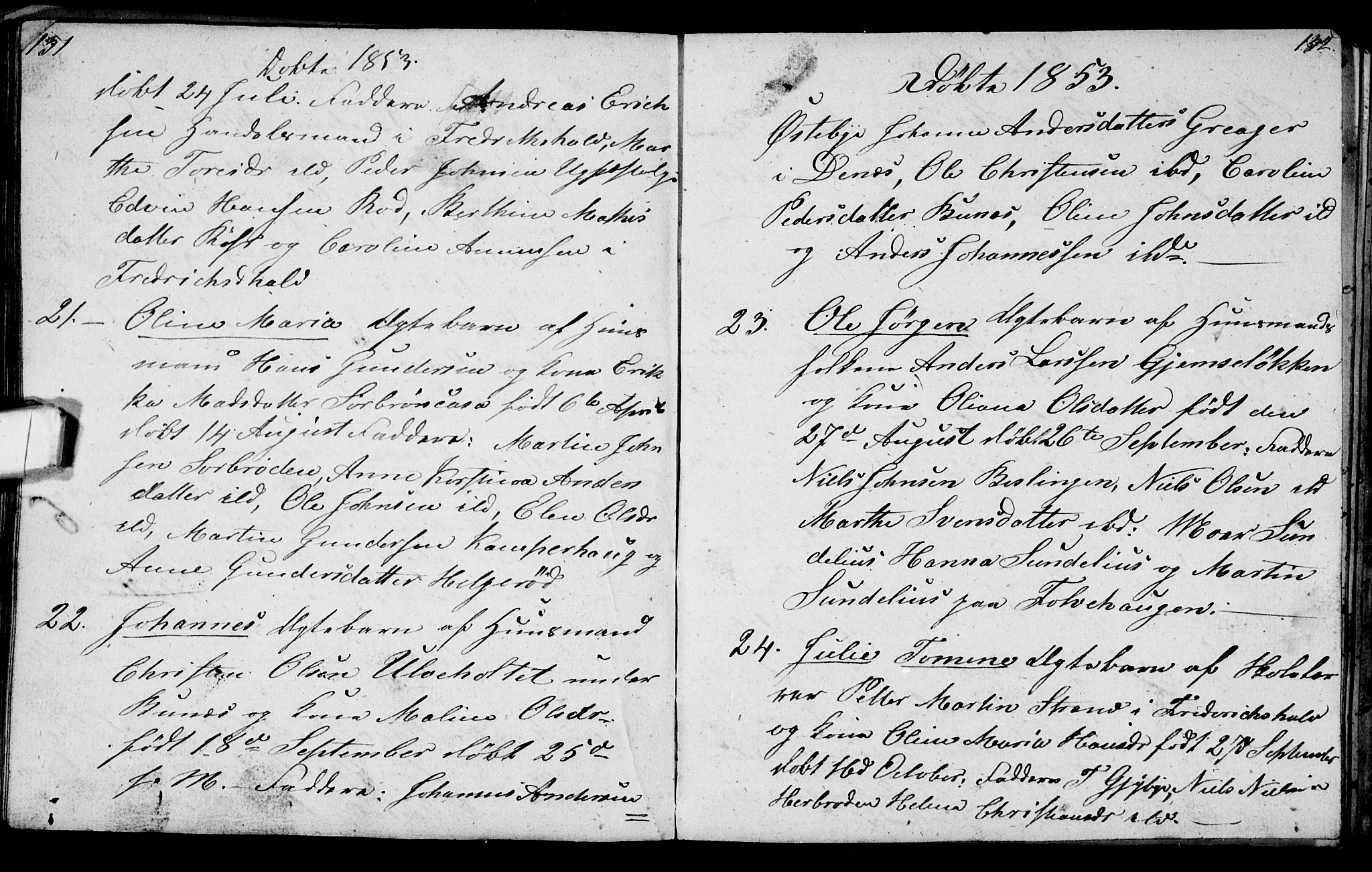 Berg prestekontor Kirkebøker, AV/SAO-A-10902/G/Gc/L0001: Klokkerbok nr. III 1, 1844-1855, s. 131-132