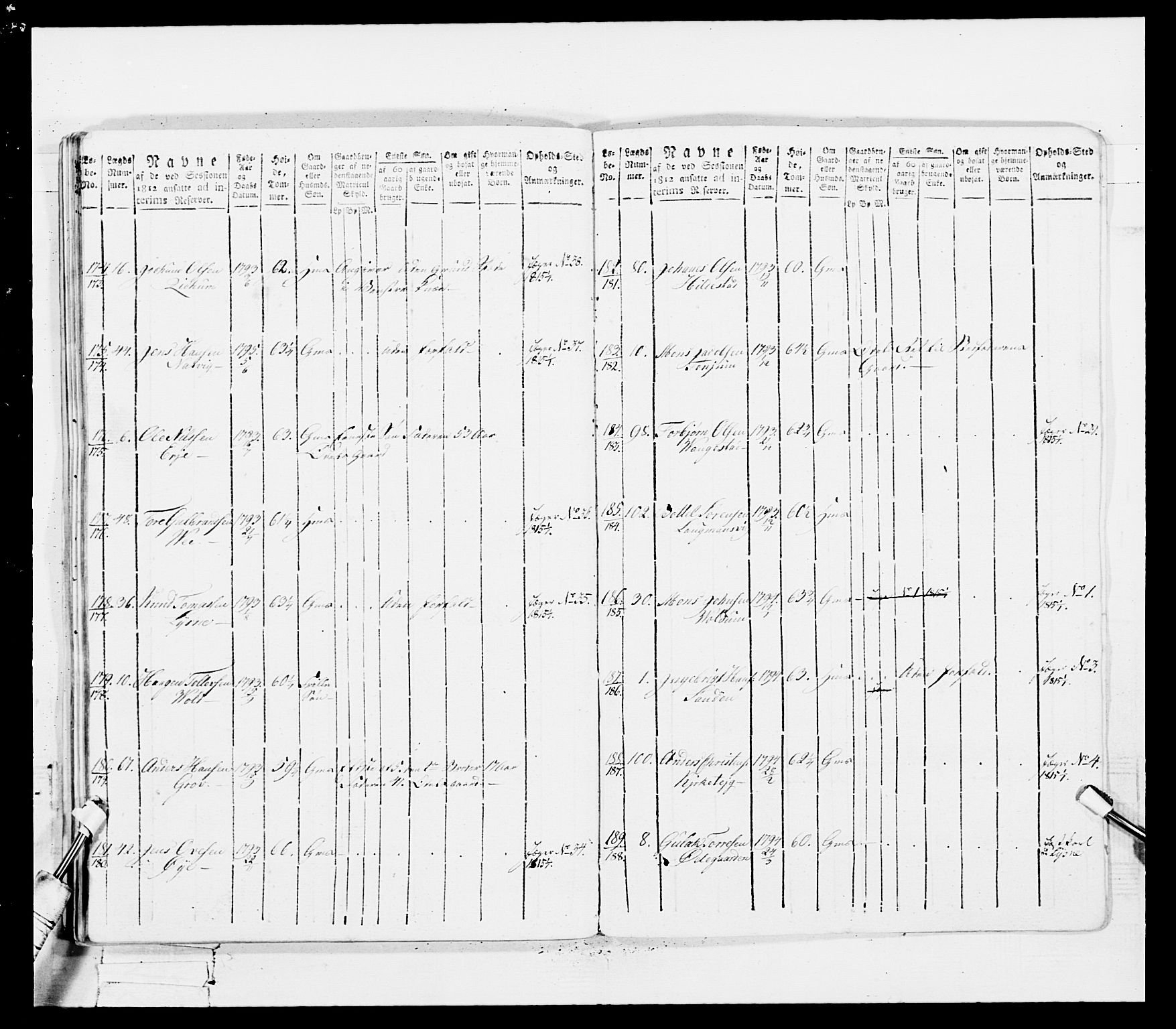 Generalitets- og kommissariatskollegiet, Det kongelige norske kommissariatskollegium, AV/RA-EA-5420/E/Eh/L0100: Bergenhusiske skarpskytterbataljon, 1812, s. 174