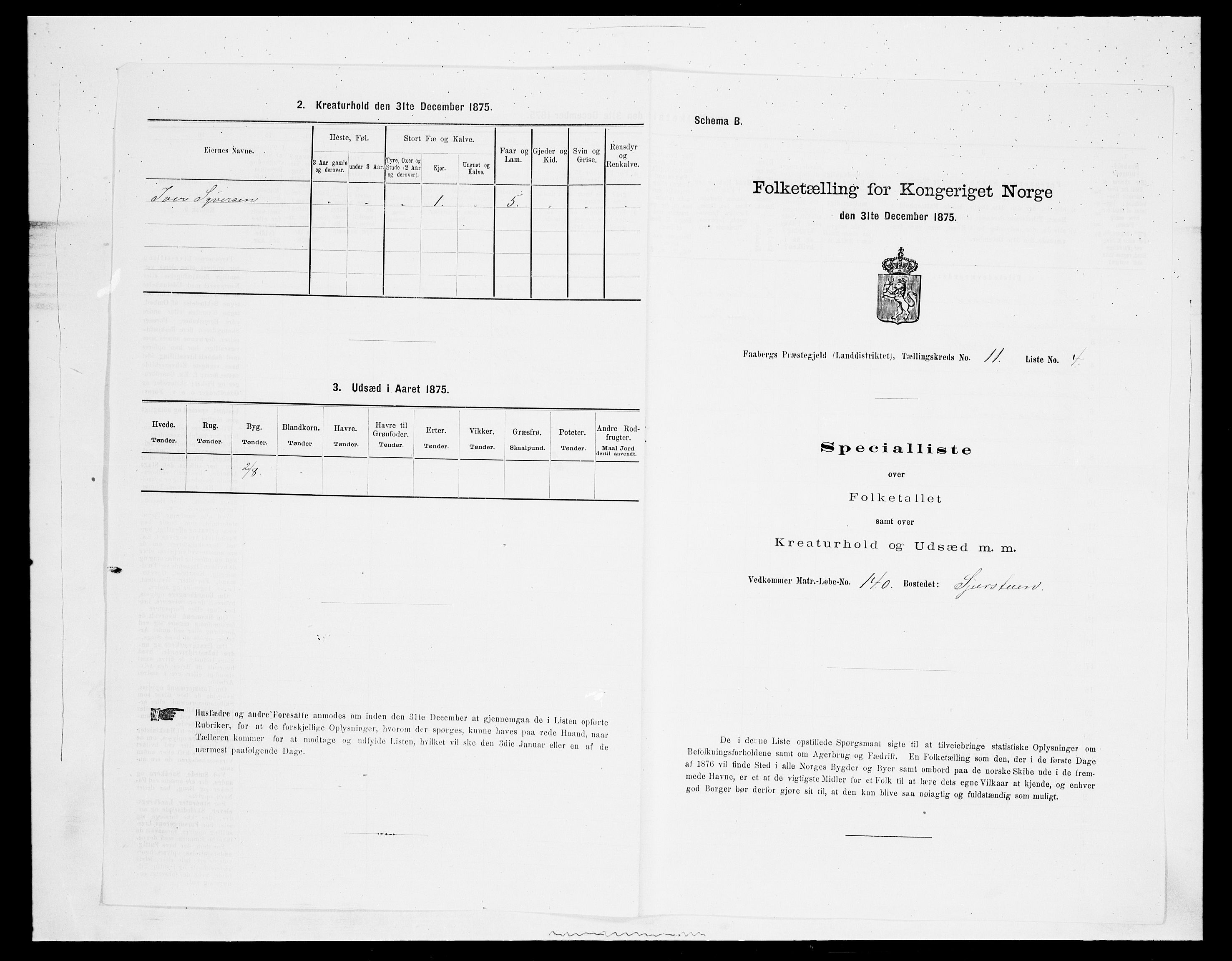 SAH, Folketelling 1875 for 0524L Fåberg prestegjeld, Fåberg sokn og Lillehammer landsokn, 1875, s. 1328