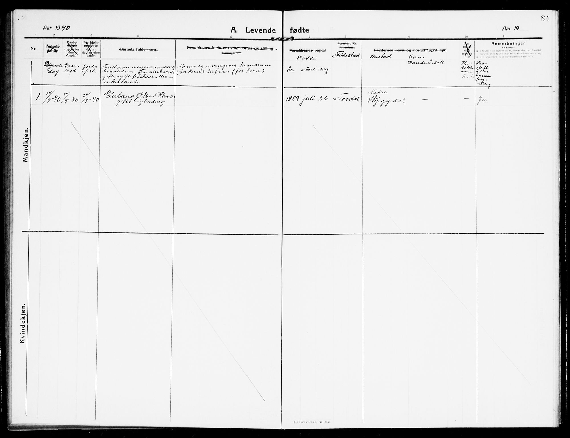 Åmli sokneprestkontor, SAK/1111-0050/F/Fb/Fbb/L0003: Klokkerbok nr. B 3, 1906-1941, s. 84