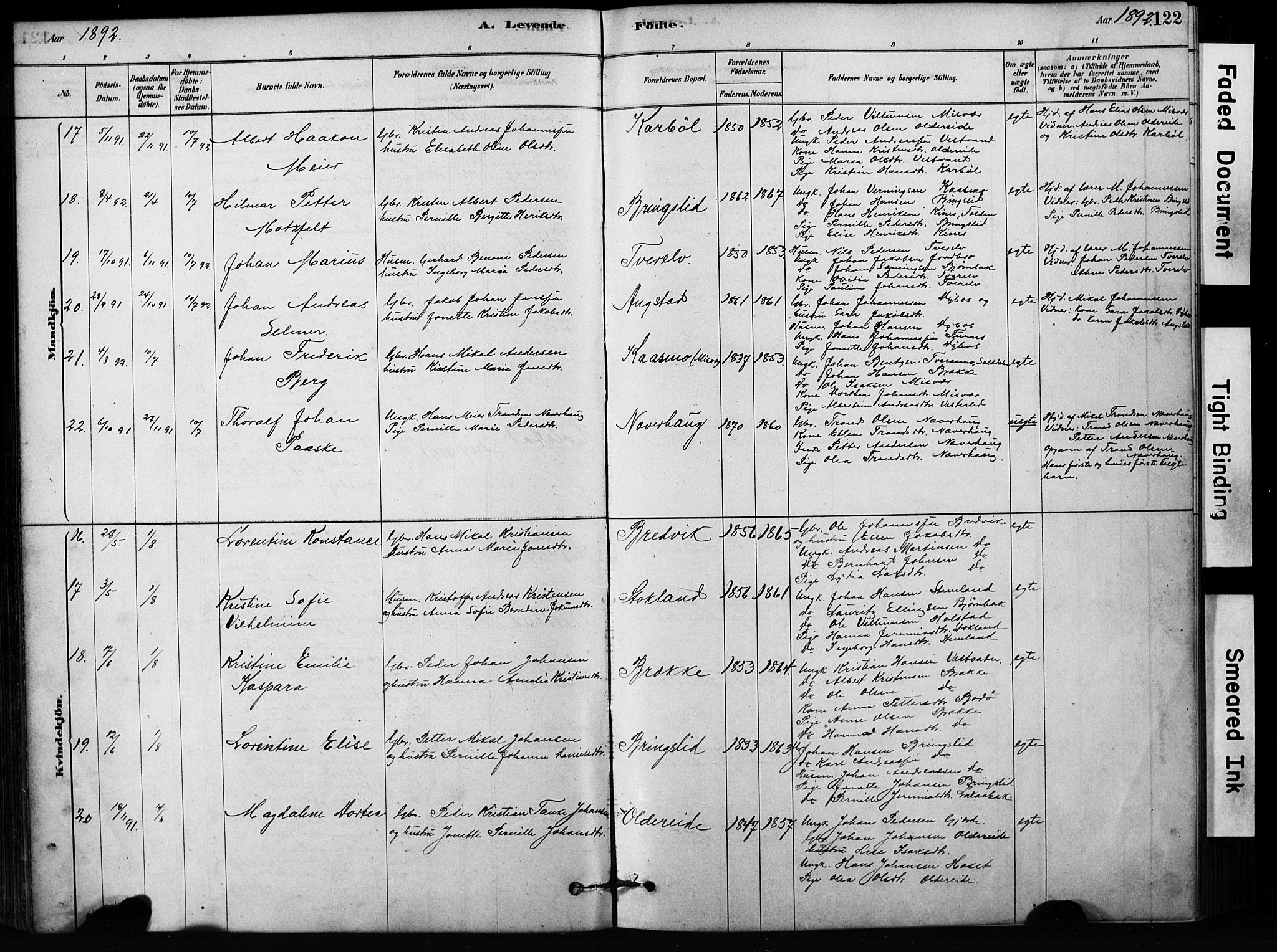 Ministerialprotokoller, klokkerbøker og fødselsregistre - Nordland, AV/SAT-A-1459/852/L0754: Klokkerbok nr. 852C05, 1878-1894, s. 122