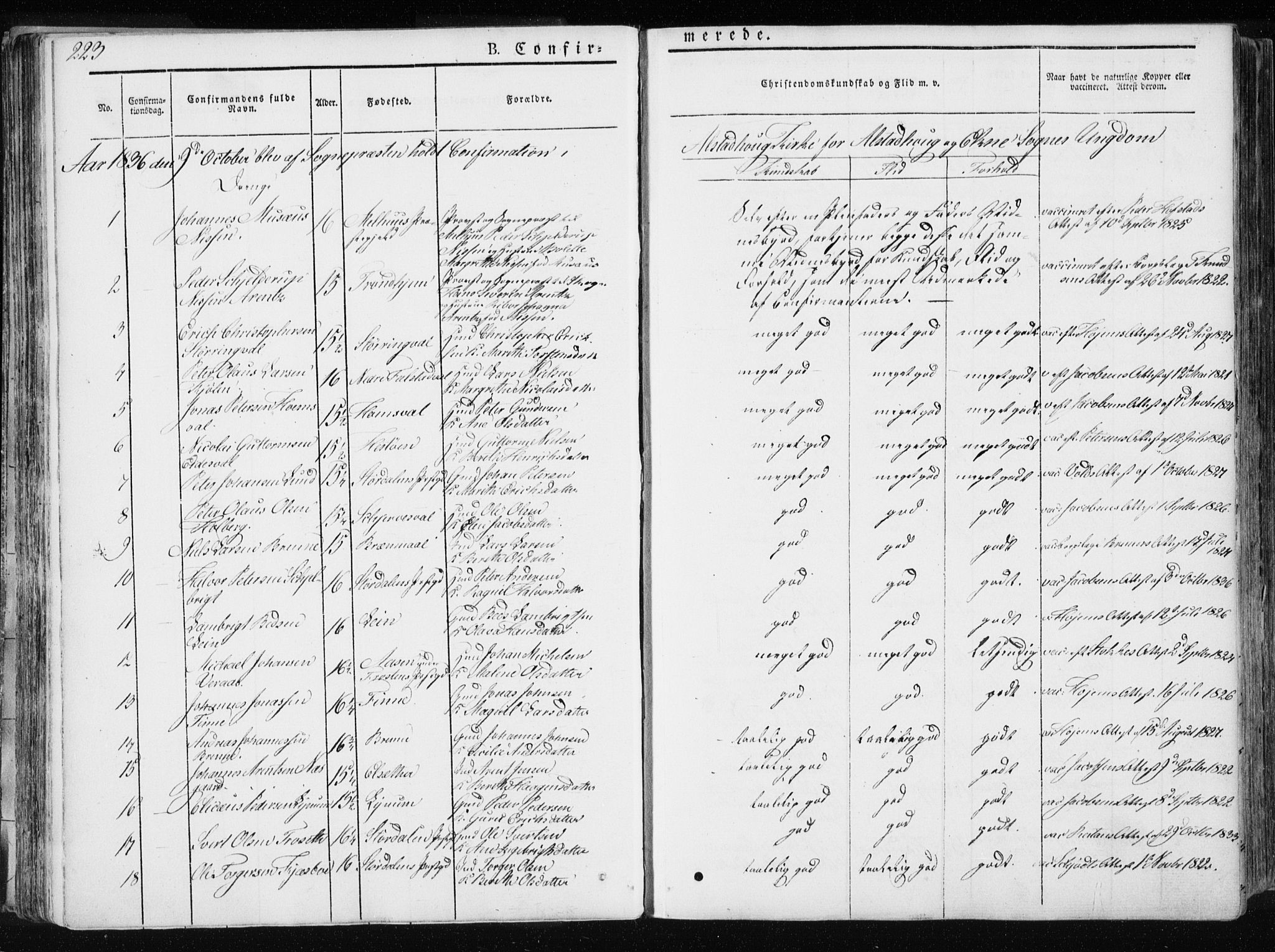 Ministerialprotokoller, klokkerbøker og fødselsregistre - Nord-Trøndelag, AV/SAT-A-1458/717/L0154: Ministerialbok nr. 717A06 /1, 1836-1849, s. 223