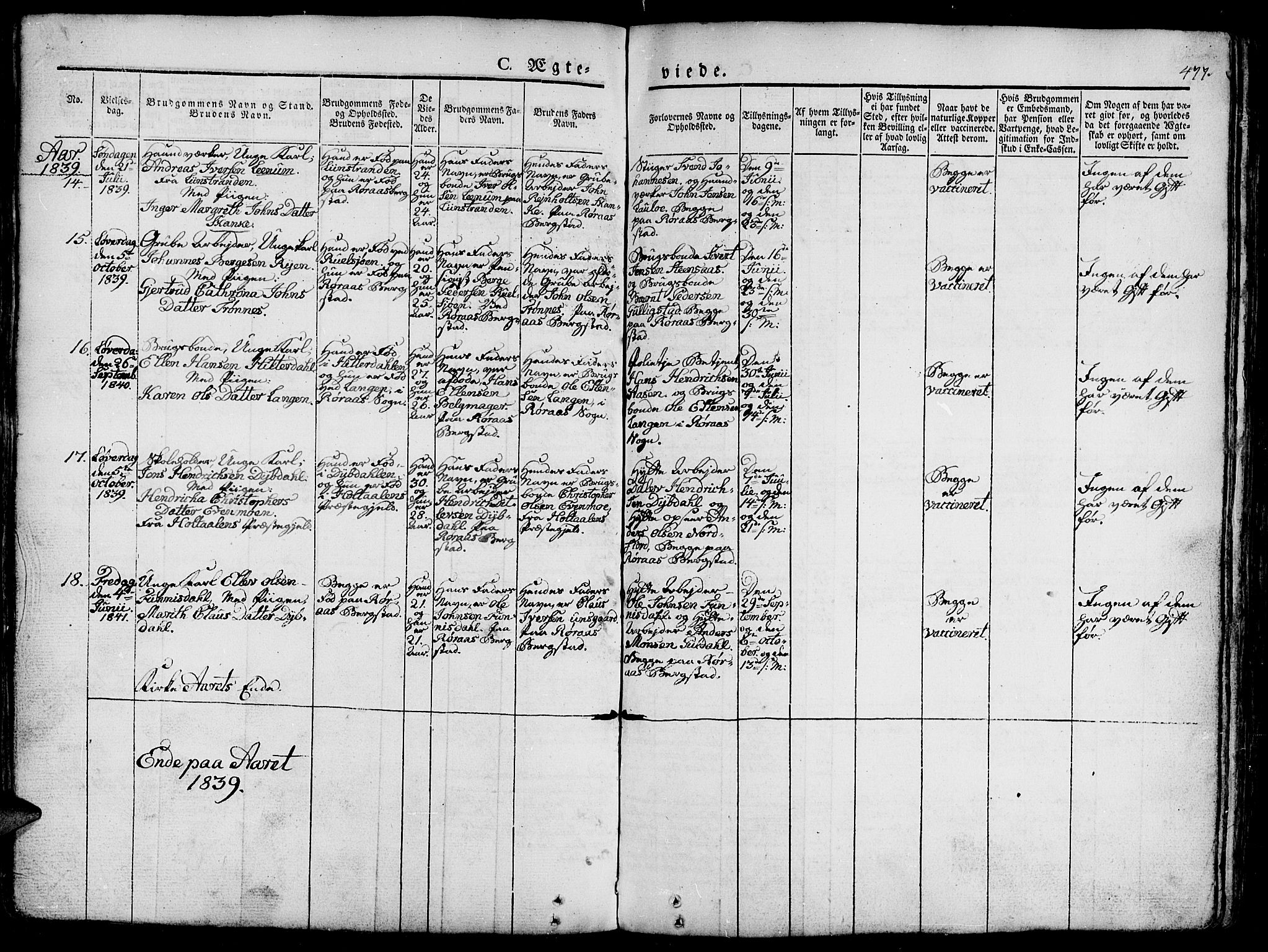 Ministerialprotokoller, klokkerbøker og fødselsregistre - Sør-Trøndelag, SAT/A-1456/681/L0939: Klokkerbok nr. 681C03, 1829-1855, s. 477