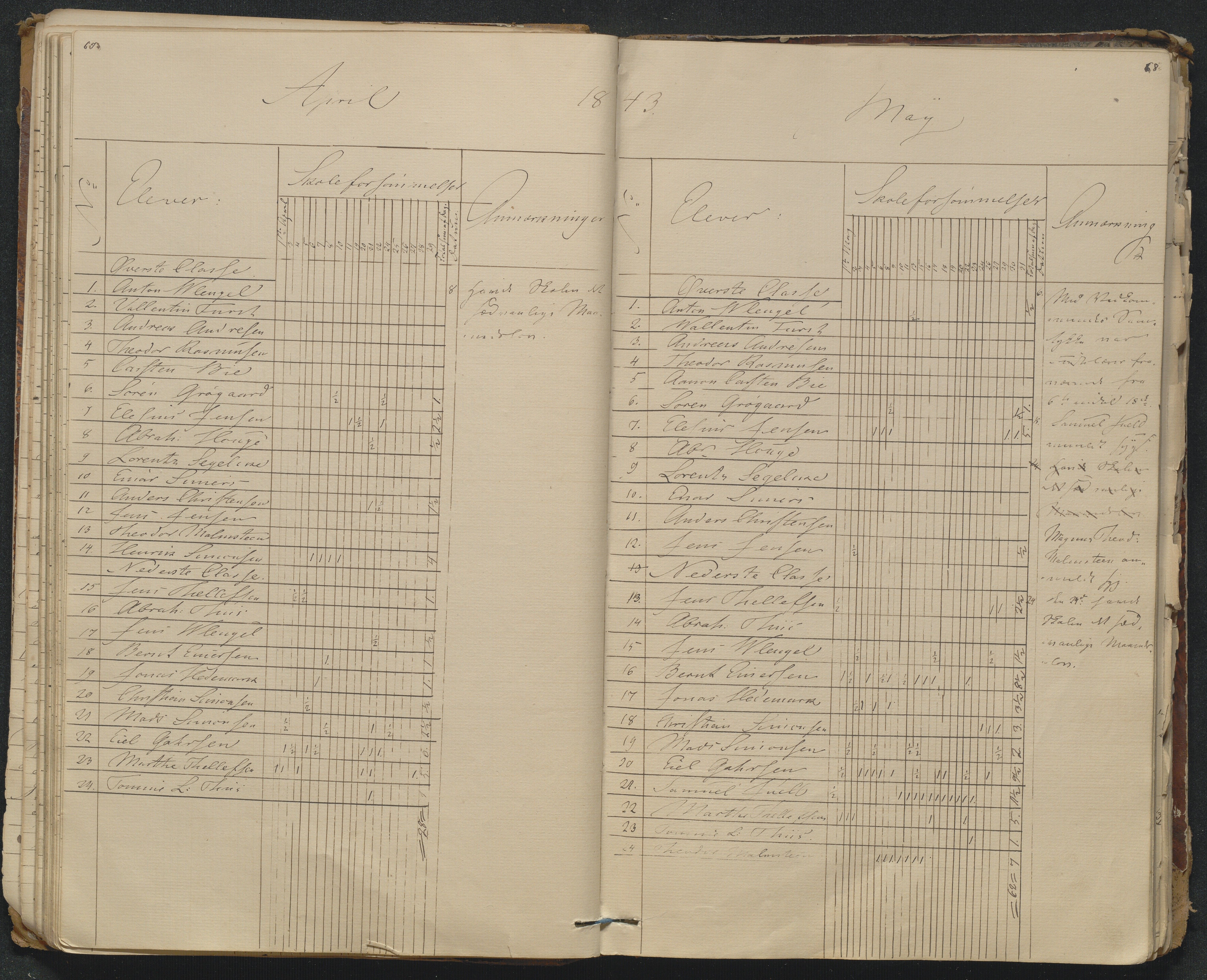 Risør kommune, AAKS/KA0901-PK/1/05/05g/L0005: Journal, 1841-1880, s. 67-68