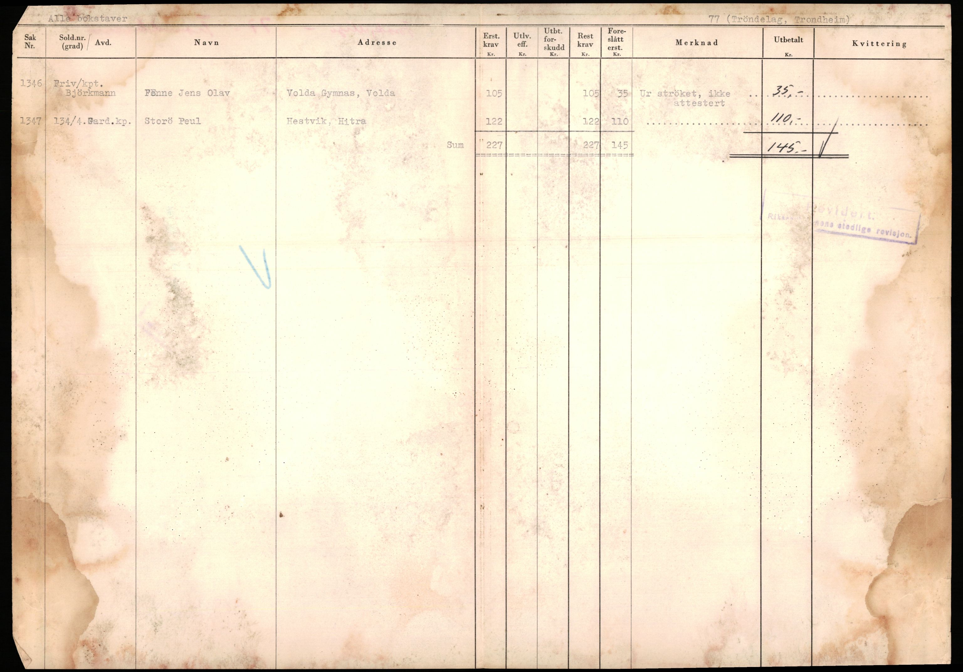Justisdepartementet, Oppgjørsavdelingen, AV/RA-S-1056/G/Ga/L0012/0001: -- / Anvisningslister for utbetalinger i effektsaker, 1940-1942, s. 279