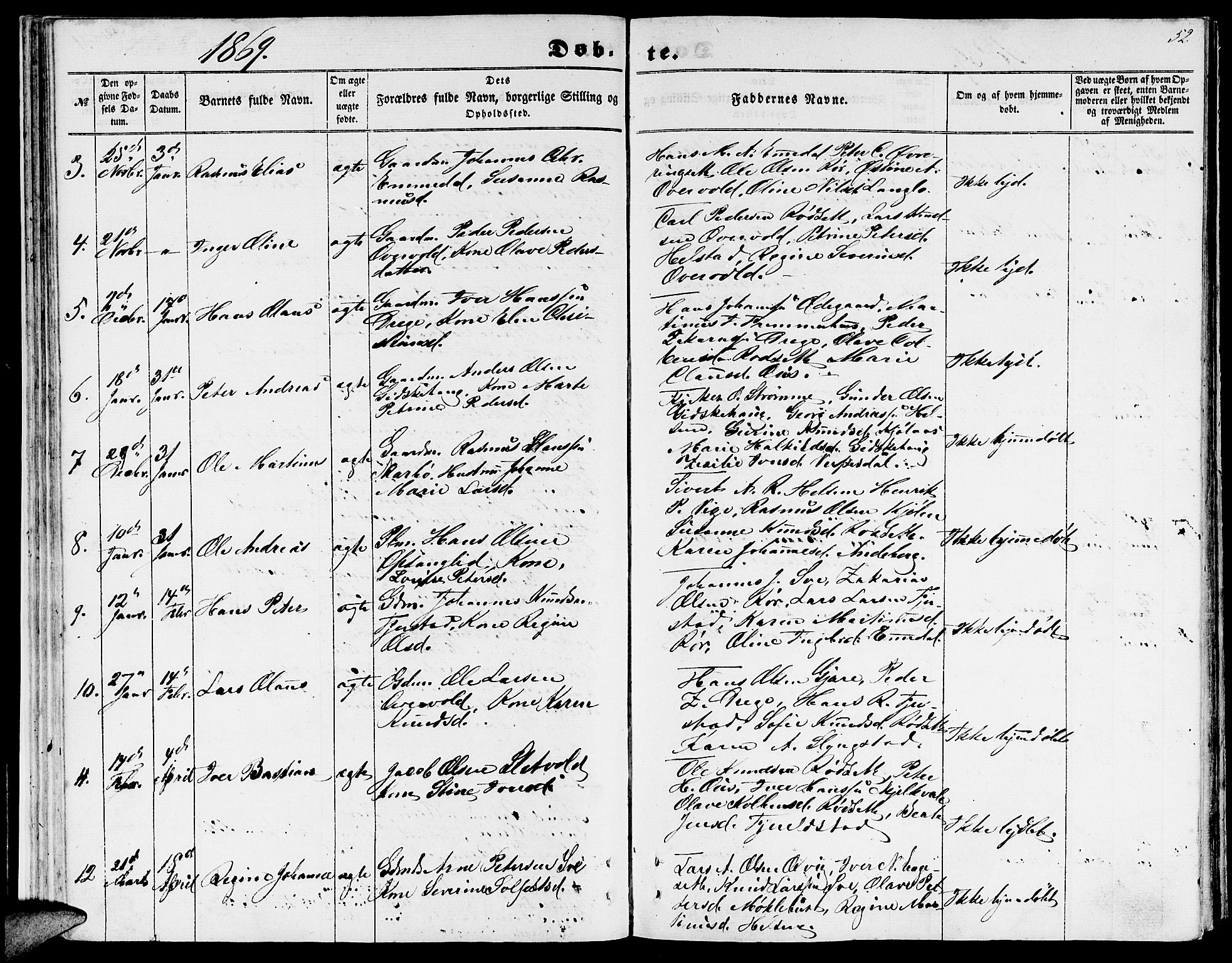 Ministerialprotokoller, klokkerbøker og fødselsregistre - Møre og Romsdal, AV/SAT-A-1454/520/L0291: Klokkerbok nr. 520C03, 1854-1881, s. 52