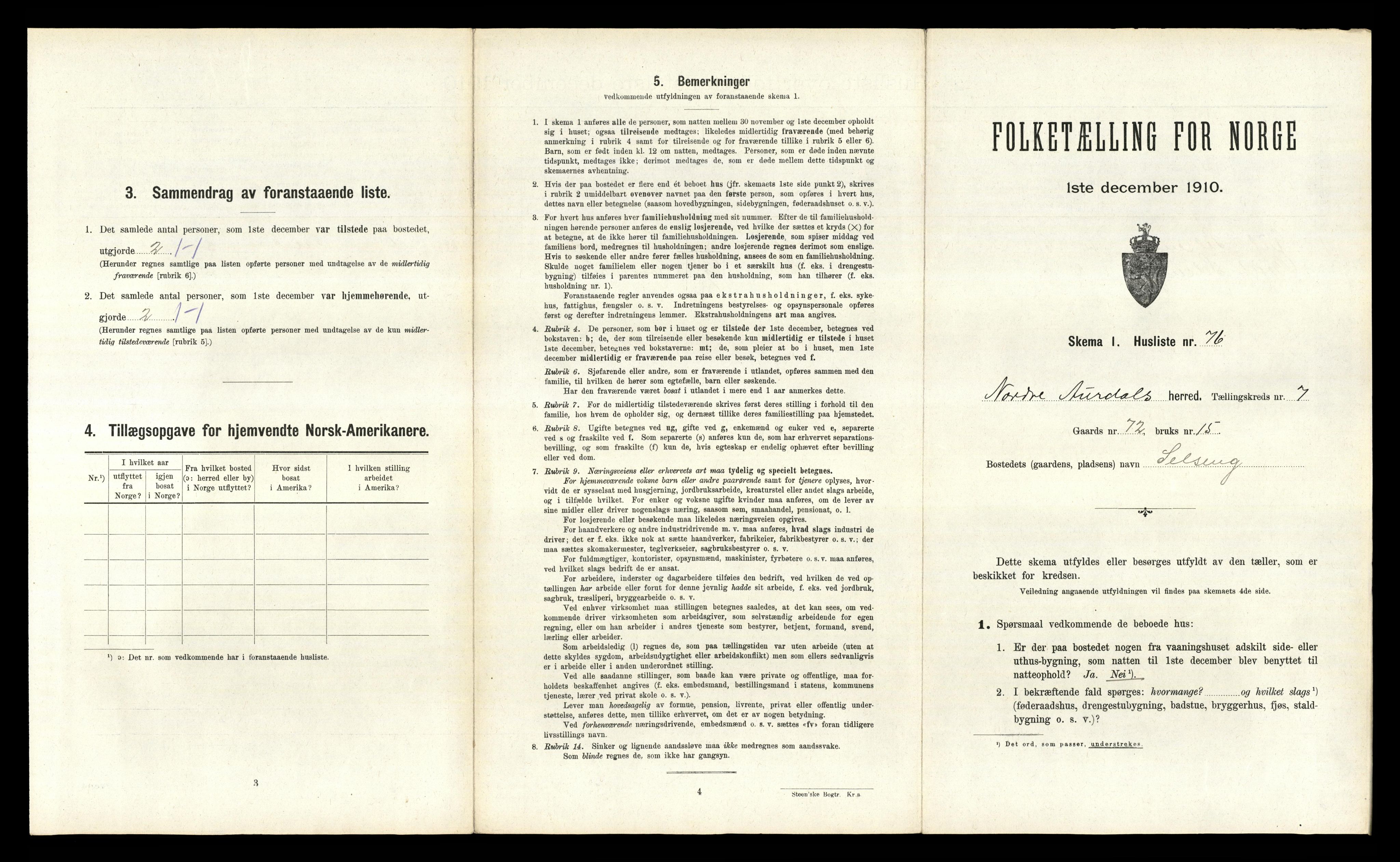 RA, Folketelling 1910 for 0542 Nord-Aurdal herred, 1910, s. 1099