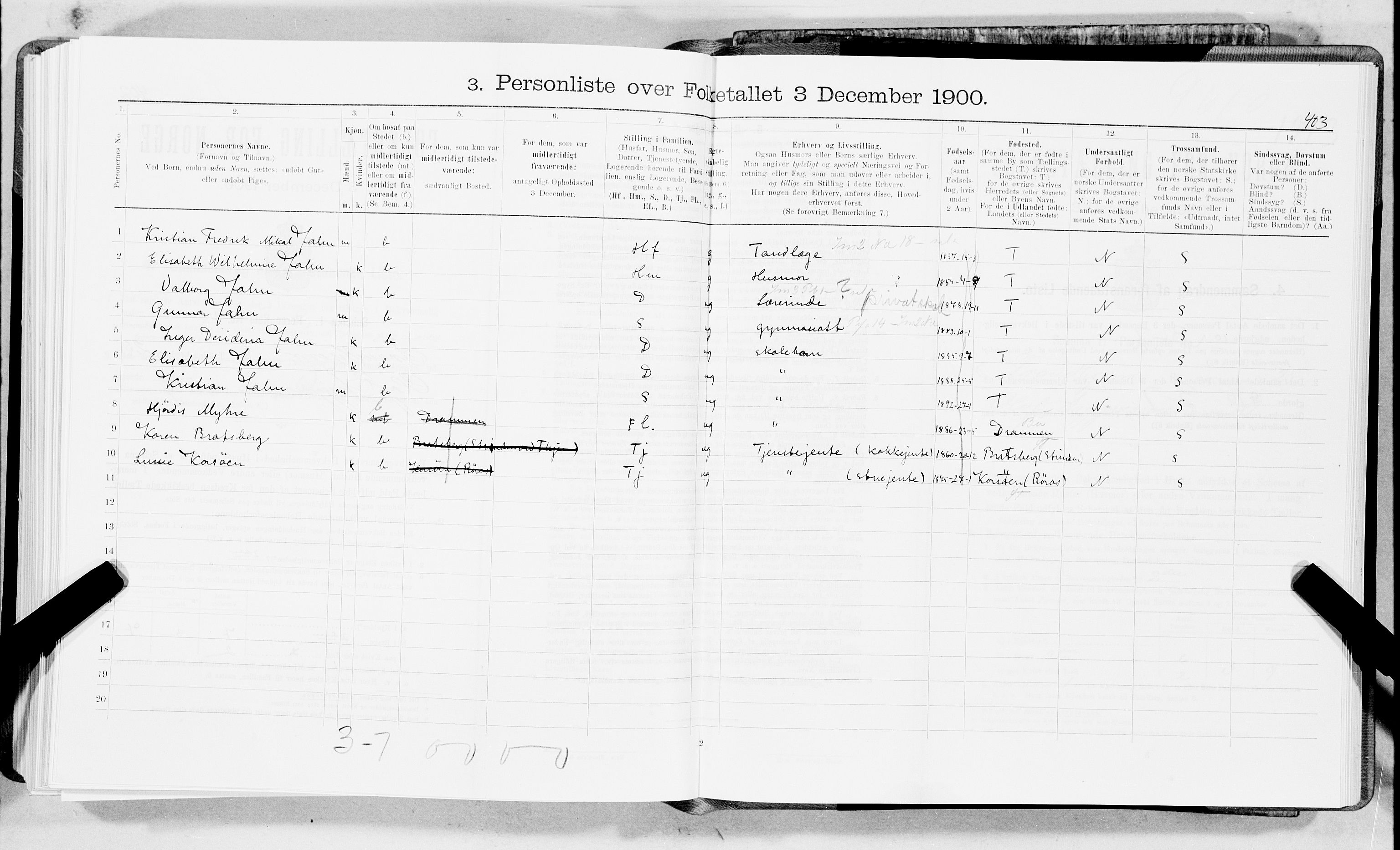 SAT, Folketelling 1900 for 1601 Trondheim kjøpstad, 1900, s. 3889