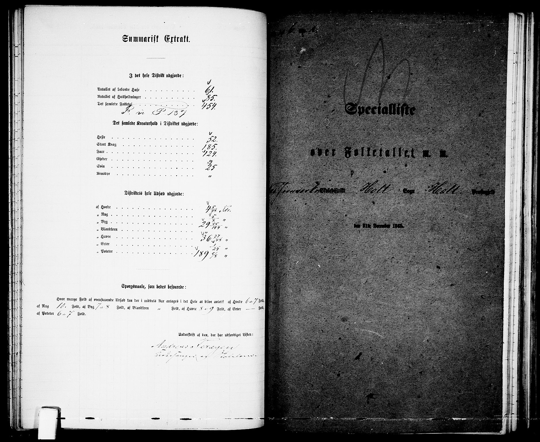 RA, Folketelling 1865 for 0914L Holt prestegjeld, Holt sokn, 1865, s. 105