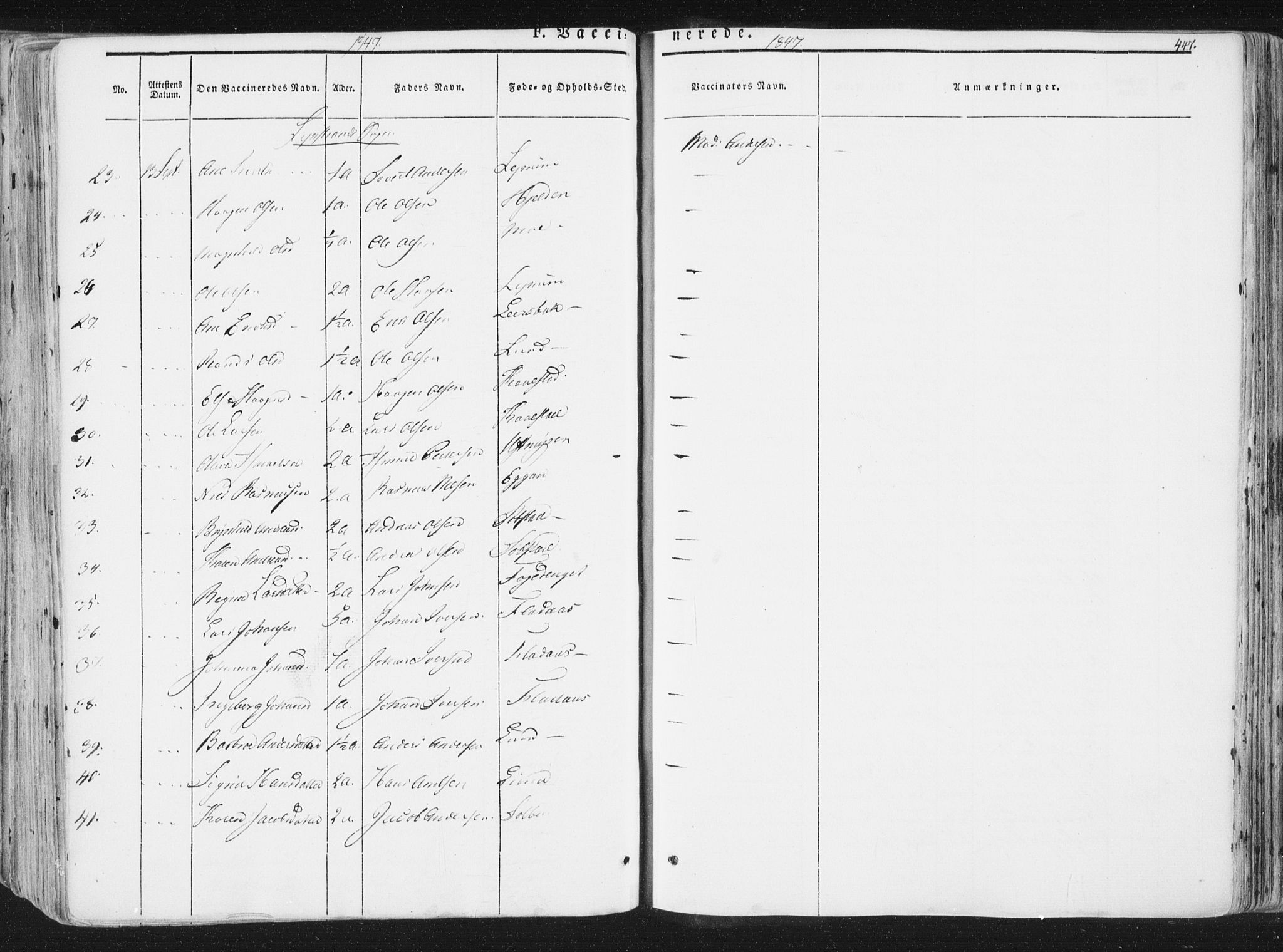 Ministerialprotokoller, klokkerbøker og fødselsregistre - Sør-Trøndelag, SAT/A-1456/691/L1074: Ministerialbok nr. 691A06, 1842-1852, s. 447