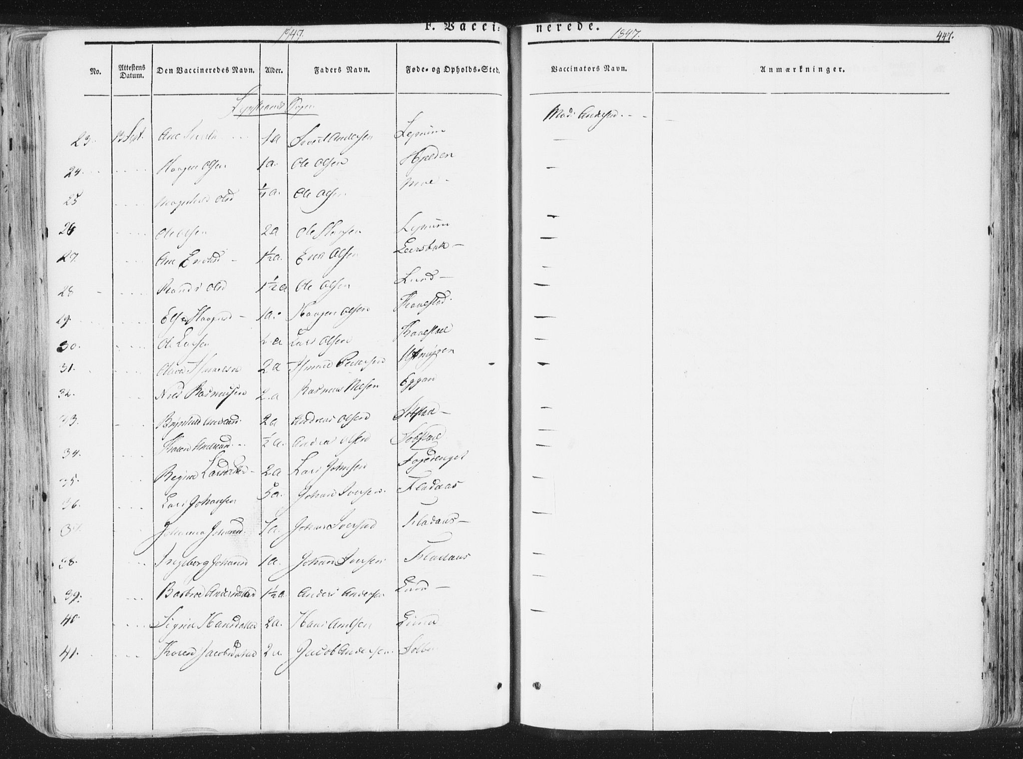 Ministerialprotokoller, klokkerbøker og fødselsregistre - Sør-Trøndelag, AV/SAT-A-1456/691/L1074: Ministerialbok nr. 691A06, 1842-1852, s. 447