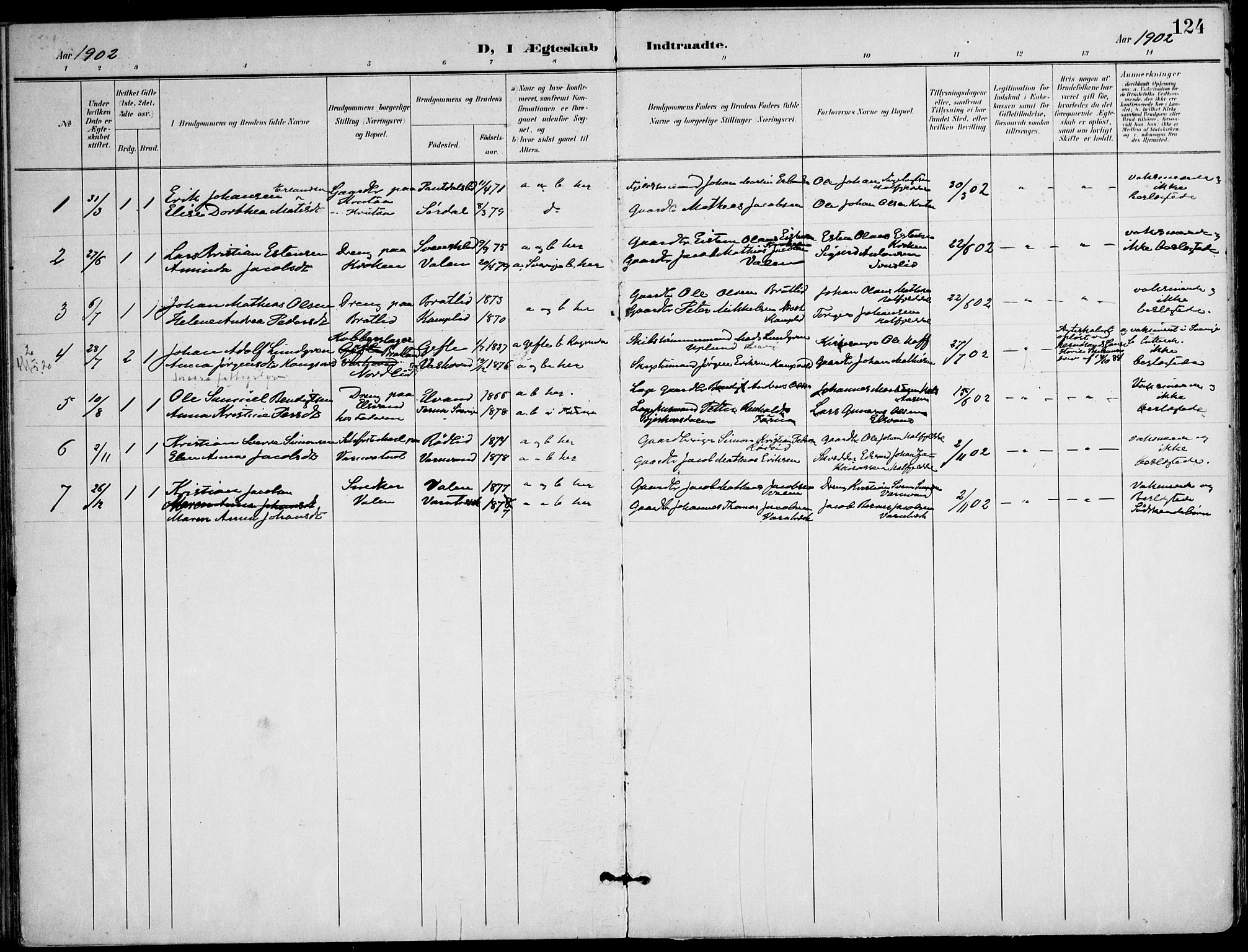 Ministerialprotokoller, klokkerbøker og fødselsregistre - Nordland, AV/SAT-A-1459/823/L0326: Ministerialbok nr. 823A03, 1899-1919, s. 124