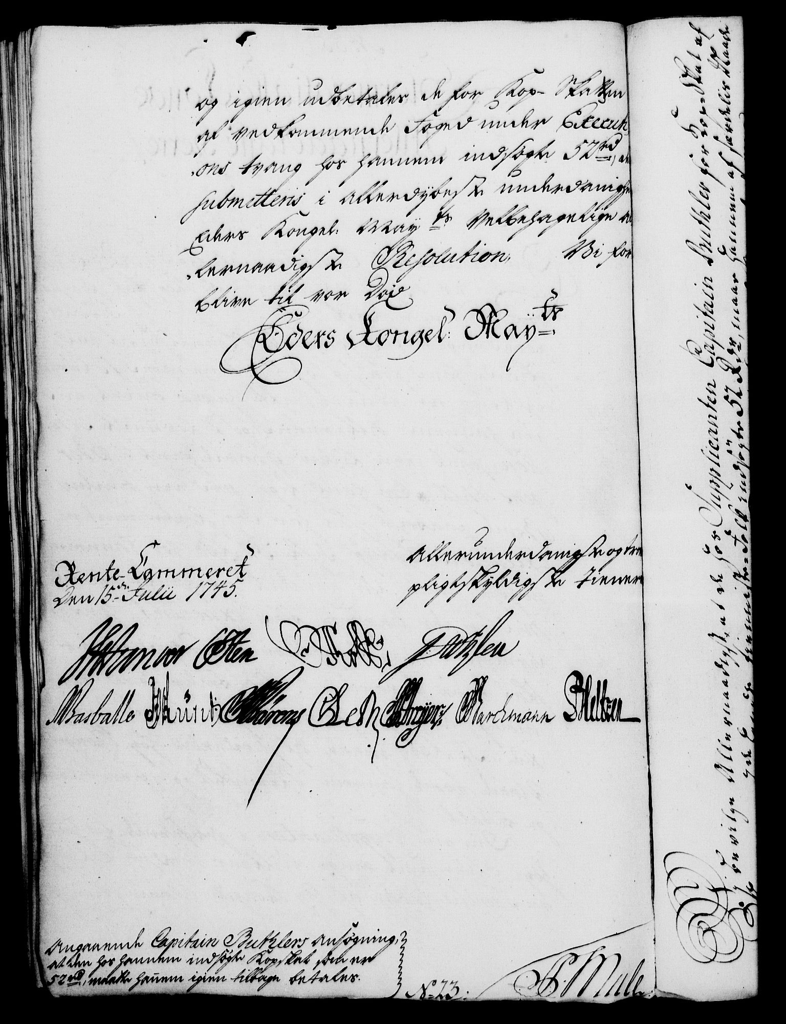 Rentekammeret, Kammerkanselliet, RA/EA-3111/G/Gf/Gfa/L0028: Norsk relasjons- og resolusjonsprotokoll (merket RK 52.28), 1745-1746, s. 337