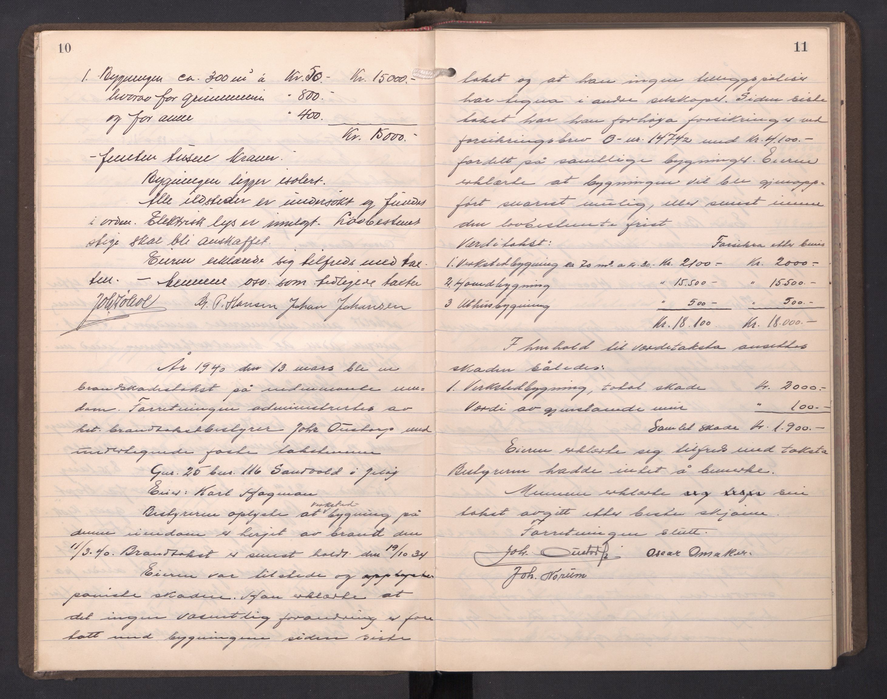 Norges brannkasse, branntakster Rygge, AV/SAO-A-11368/F/Fa/L0012: Branntakstprotokoll, 1939-1945