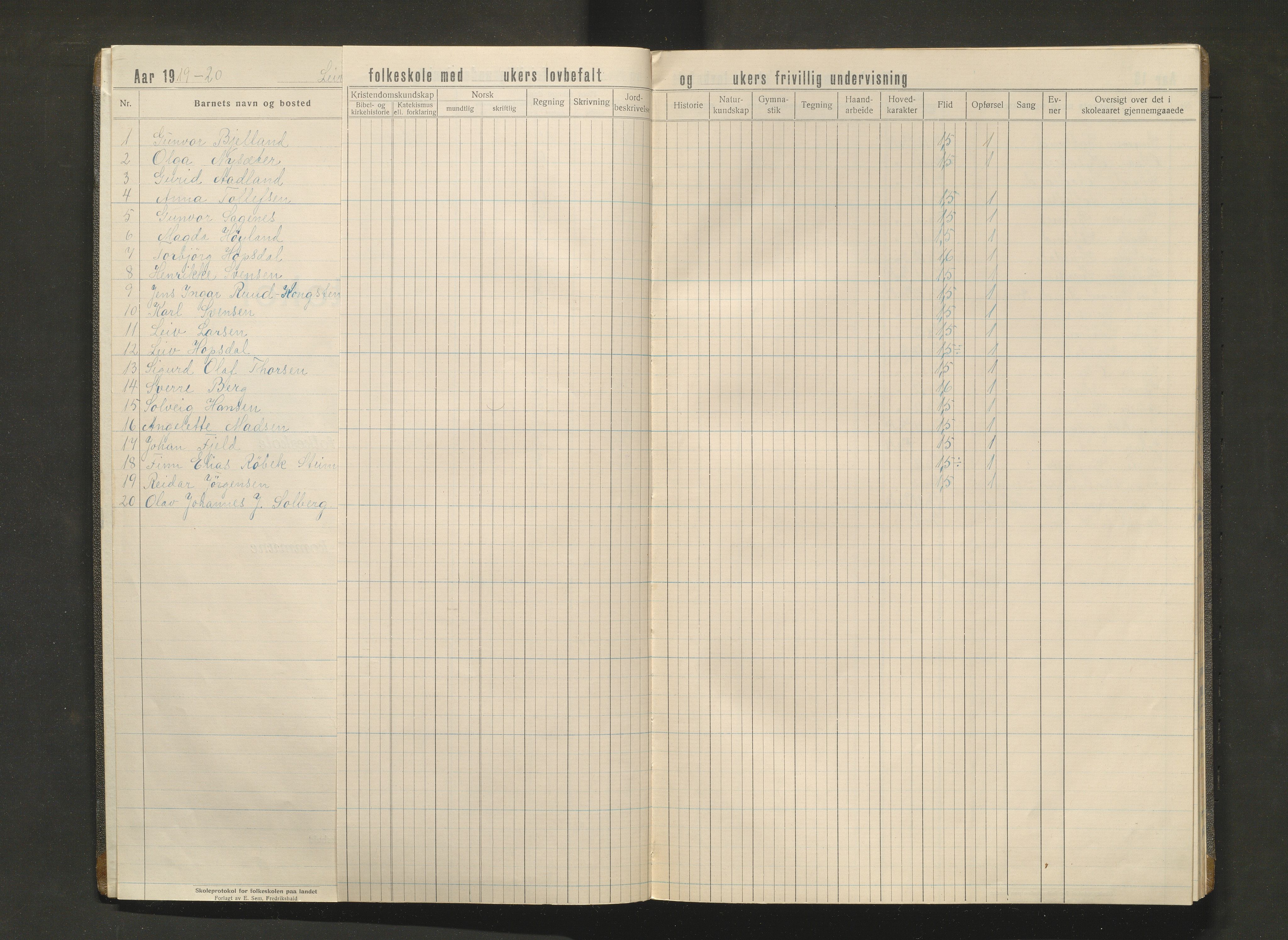 Stord kommune. Barneskulane, IKAH/1221-231/F/Fa/L0011: Skuleprotokoll for Leirvik skule, 1919-1931